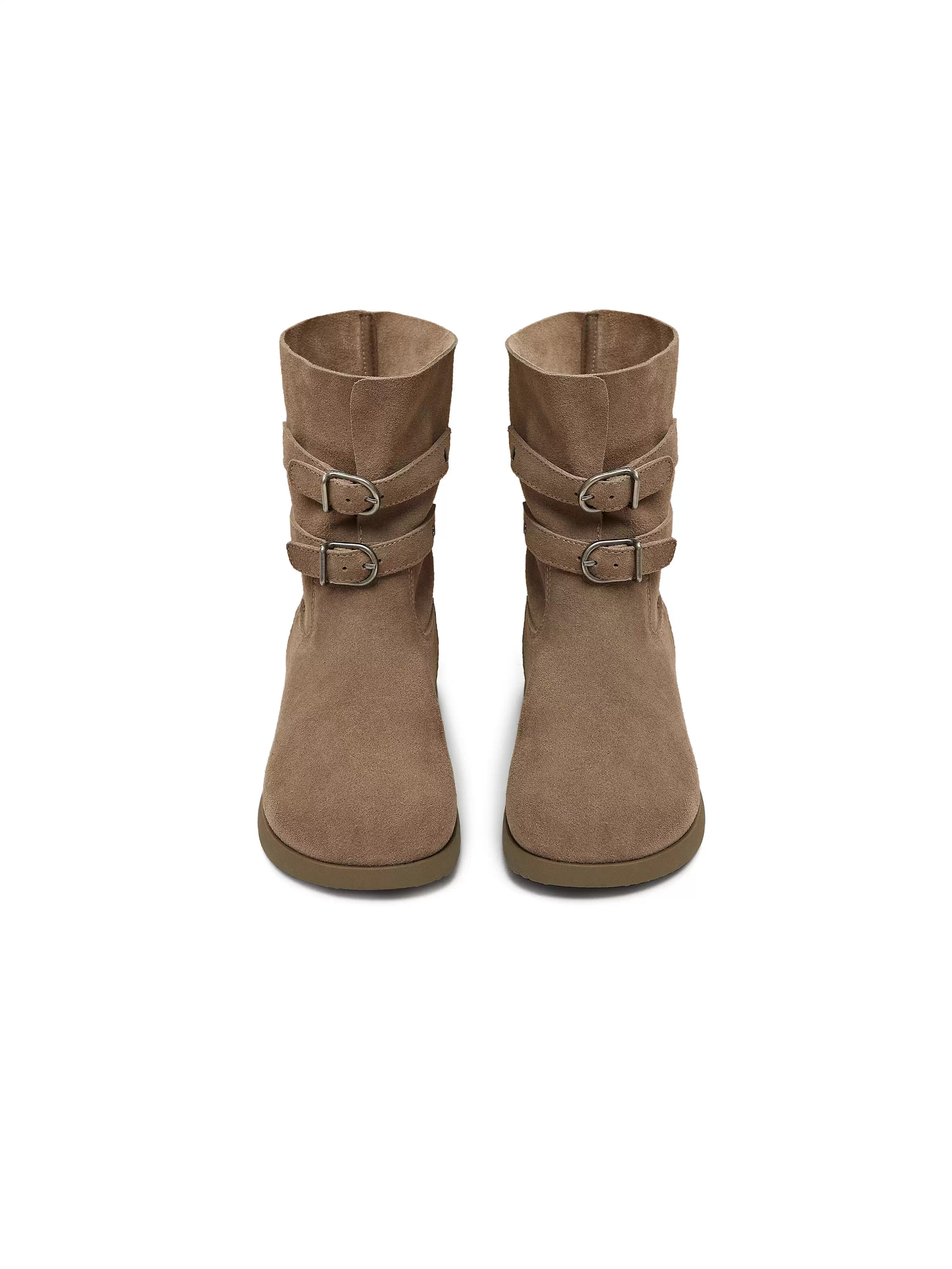 Giày bốt cổ điển đế dày Tianmeiyi, kiểu bốt xếp lớp, bốt thời trang nữ, bốt ngắn thường ngày, kiểu mới mùa đông 2025 KXZ19DZ5