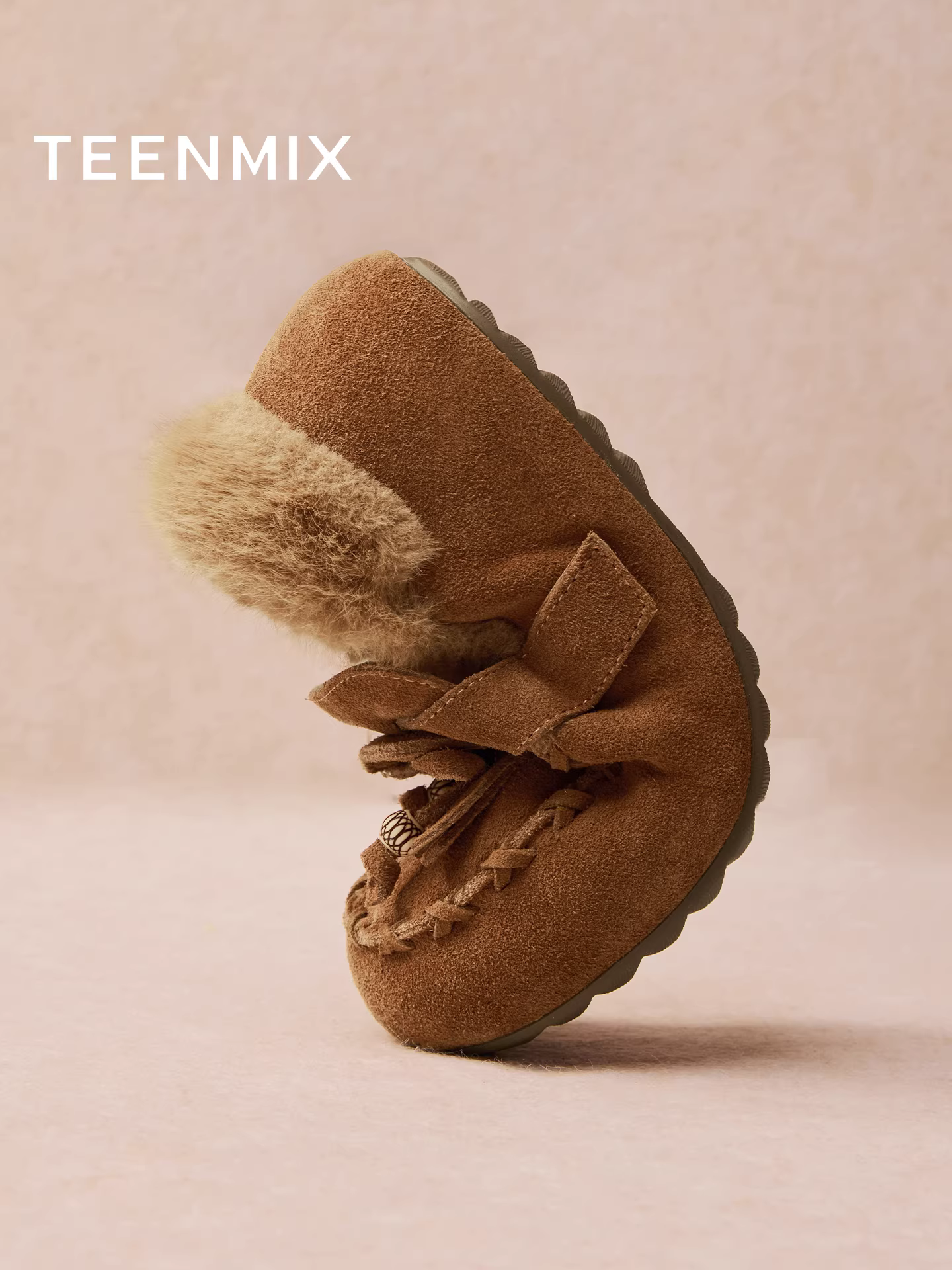 Giày lười đế dày lót lông cừu Tianmeiyi, giày lông, giày cotton, ủng tuyết nữ, bốt ngắn thông thường, phong cách mới mùa đông 2025