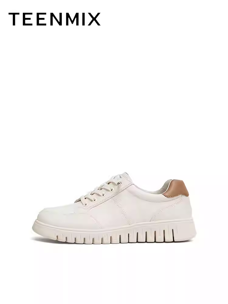 Tianmeiyi retro giày đế dày đế mềm phong cách Anh quốc giày da nhỏ giày nữ màu trắng mùa xuân mẫu mới CHA33AM5