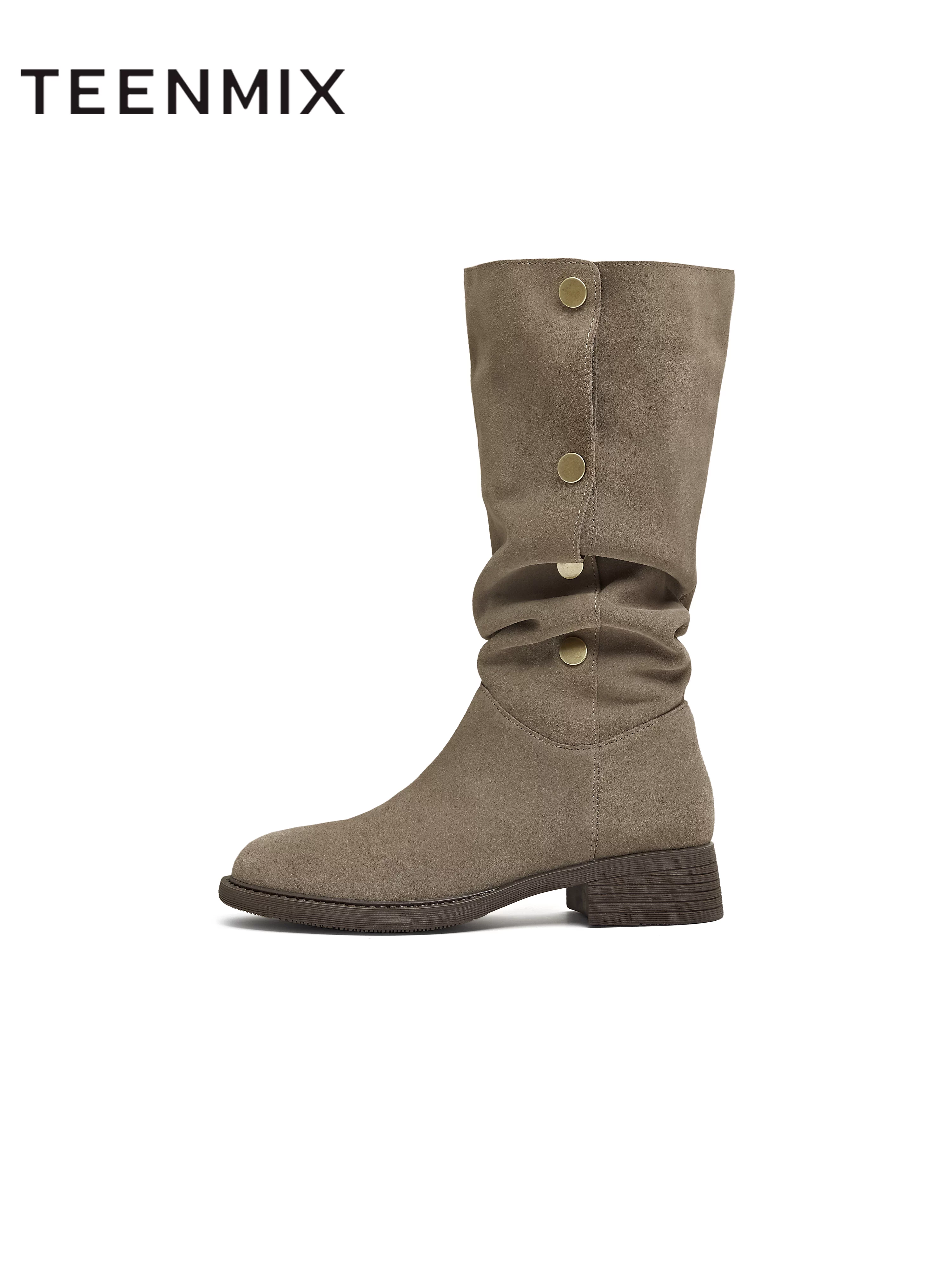 Giày bốt cổ cao kiểu Tây retro Tianmei Yimeila, bốt cao cổ, bốt dài, giày nữ, bốt thời trang cao cổ, kiểu mới mùa đông 2025