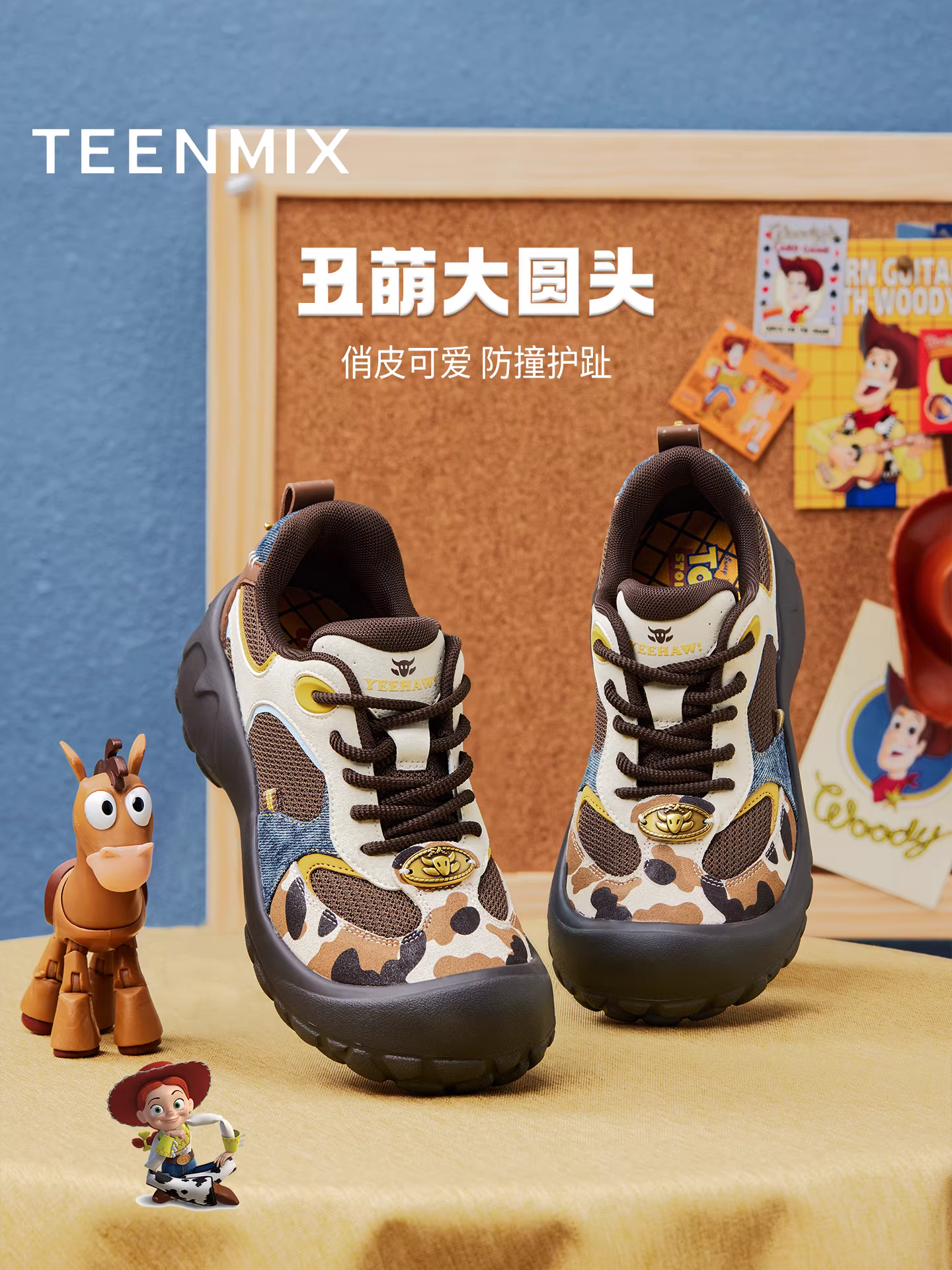 Giày thể thao ngoài trời đế dày Woody do Tianmeiyi Toy Story sản xuất cùng thương hiệu dành cho nữ, phong cách mùa thu mới, giày thường có mũi giày lớn.