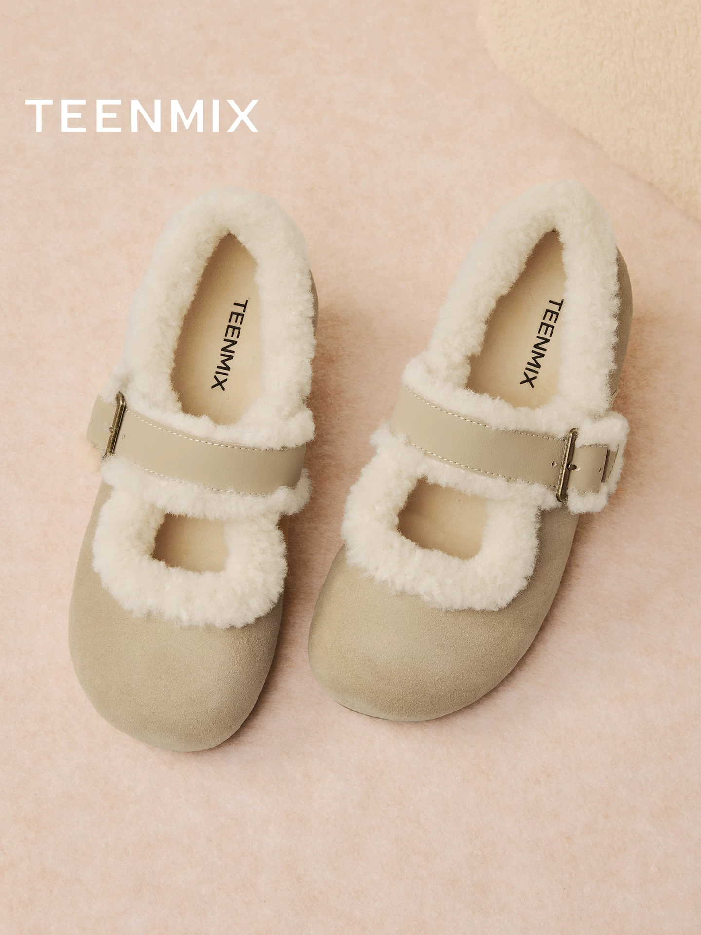 Giày lông dày đế dày Tianmeiyi, giày cotton, ủng tuyết nữ, bốt ngắn, mẫu mới mùa đông 2025 KMZ26DQ5