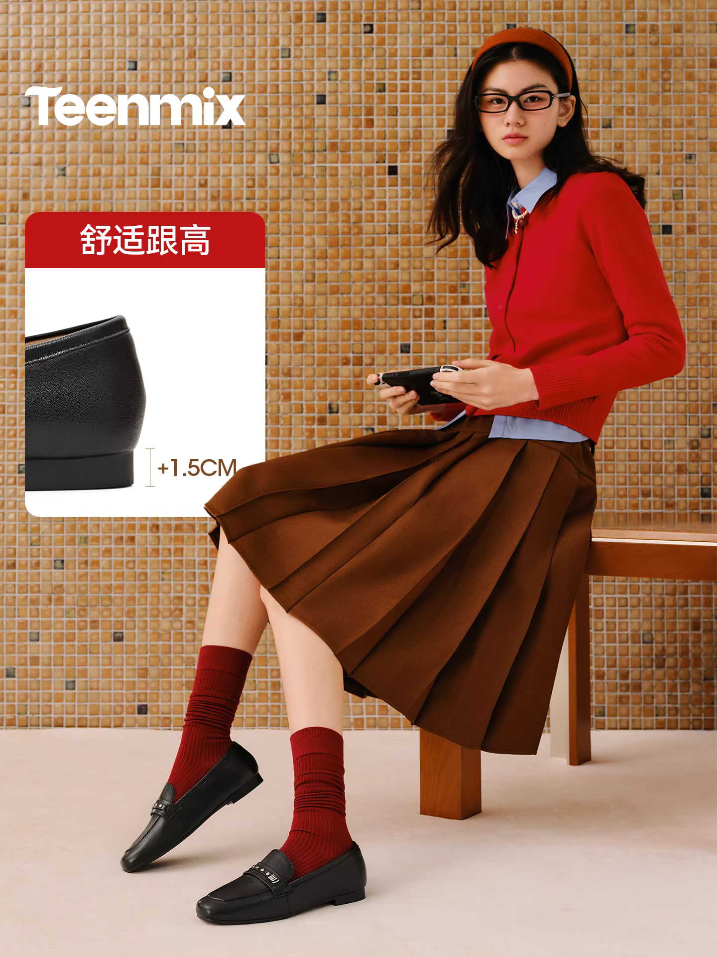 Giày đế bằng phong cách retro kiểu Anh của Tianmeiyi dành cho nữ, giày da slip-on, giày đơn, mẫu mới mùa xuân 2026 BM391AA6