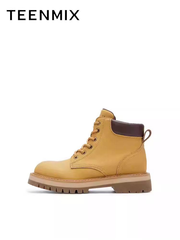 Giày bốt Martin đế dày Tianmeiyi, bốt lớn màu vàng, bốt đi làm ngoài trời, bốt ngắn cổ điển dành cho nữ, mẫu mùa đông mới KDX11DD4