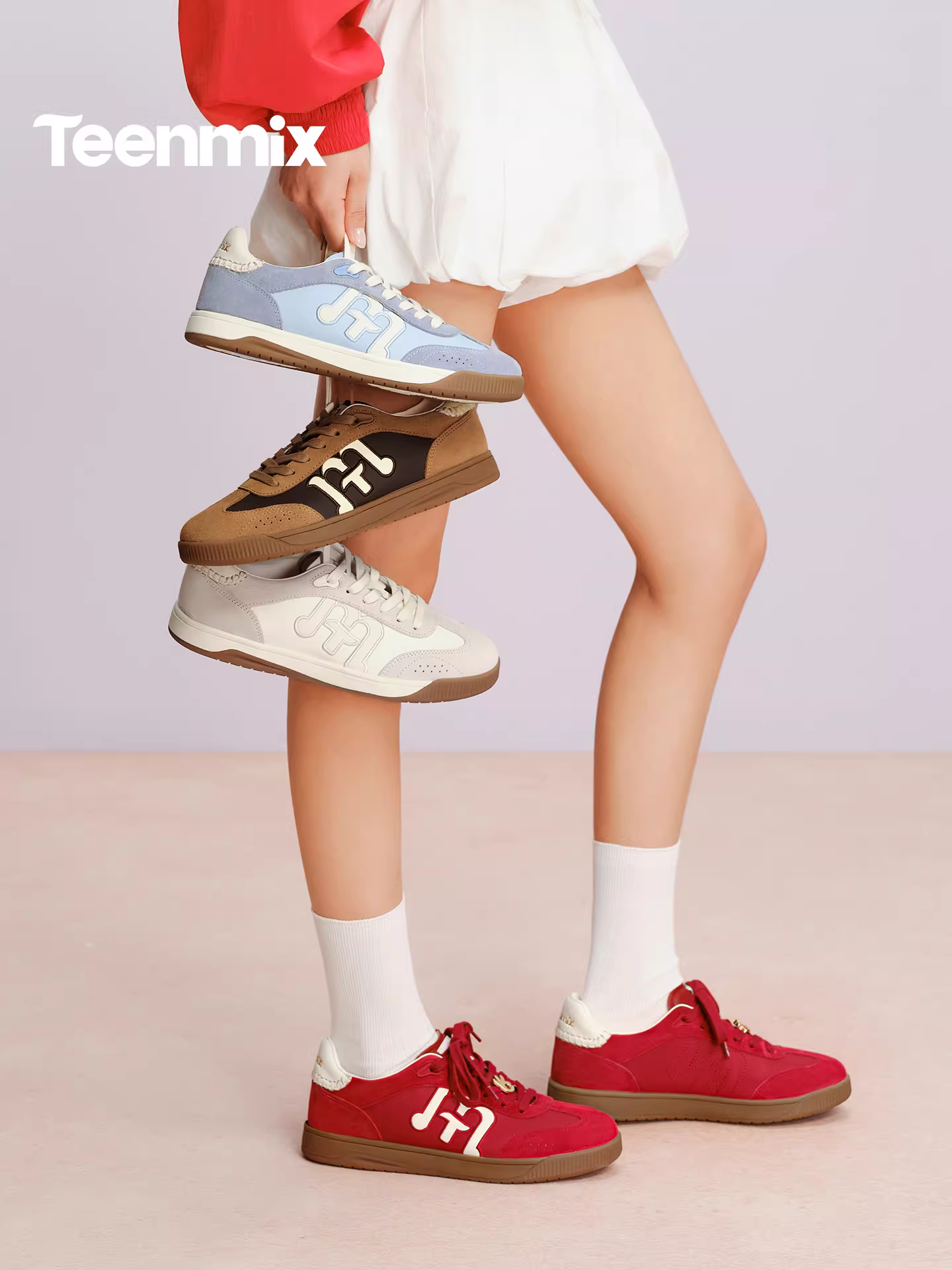 [Quà tặng năm mới] Giày tập thể thao đế mềm màu đỏ cổ điển Tianmeiyi Giày thể thao nữ kiểu dáng mới mùa xuân 2026