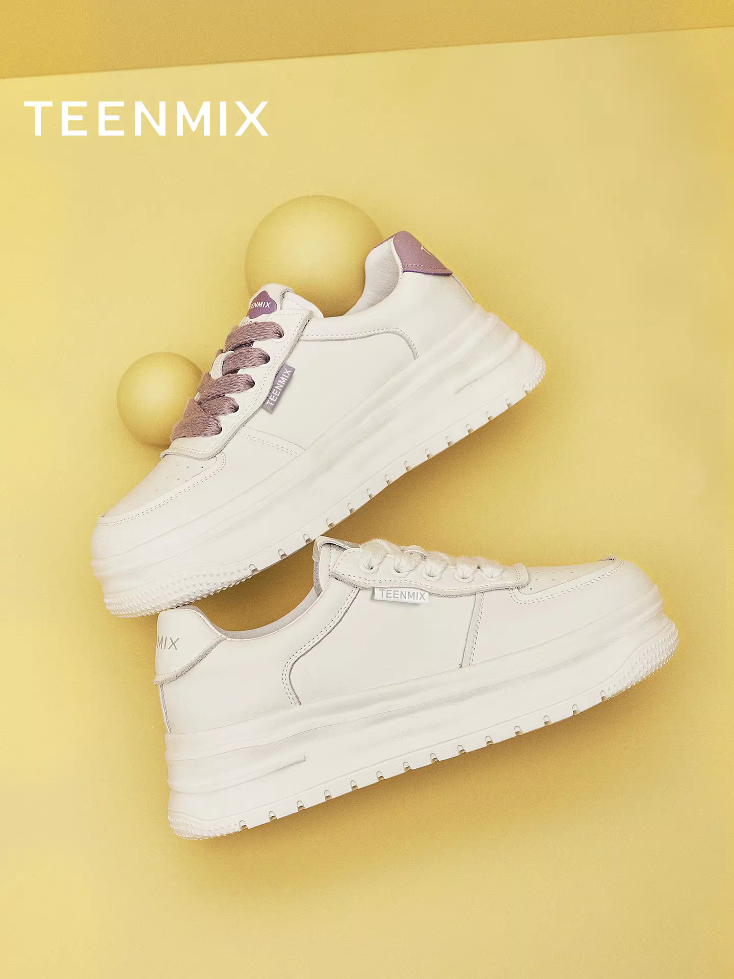 Giày thể thao nữ Tianmeiyi đế dày thoáng khí tăng chiều cao màu trắng, kiểu dáng thường ngày, mẫu mới thu 2025 KD095CM5