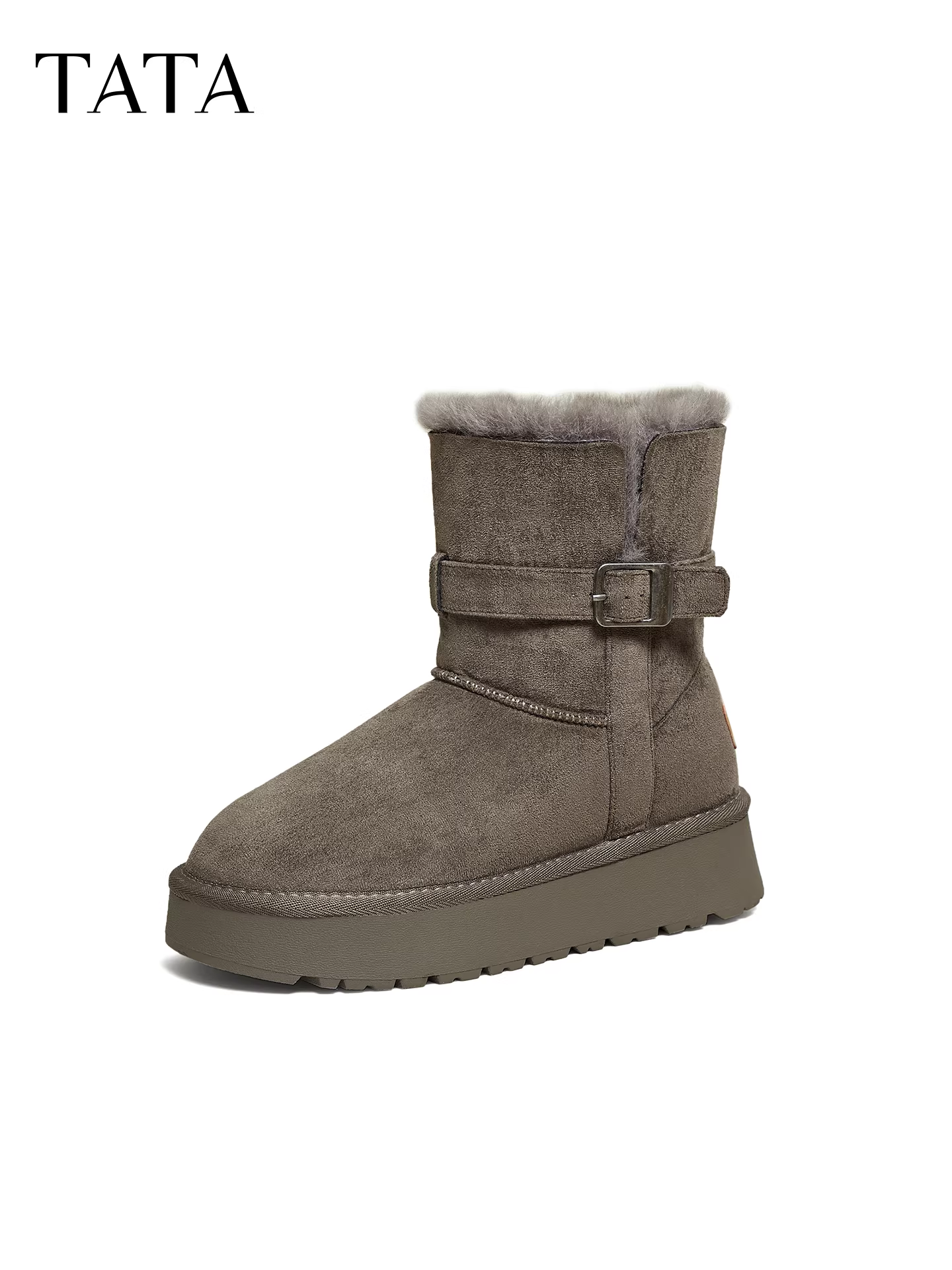 TATA giày đi tuyết của anh ấy/giày mùa đông có lông tăng chiều cao giày cotton đế dày lót lông cừu giày bốt cotton đi tuyết CJD01DZ5