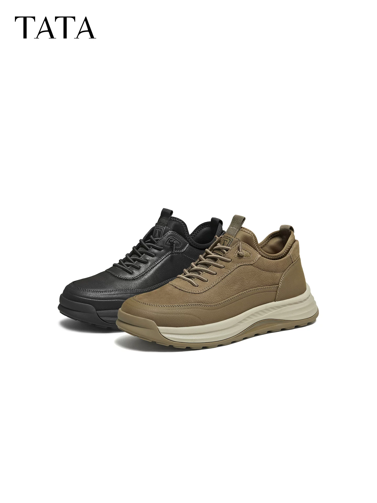 Giày bốt Martin cổ thấp nam TATA mùa đông 2025 thoải mái đa năng giày nam thông thường giày công sở OFP01DD5