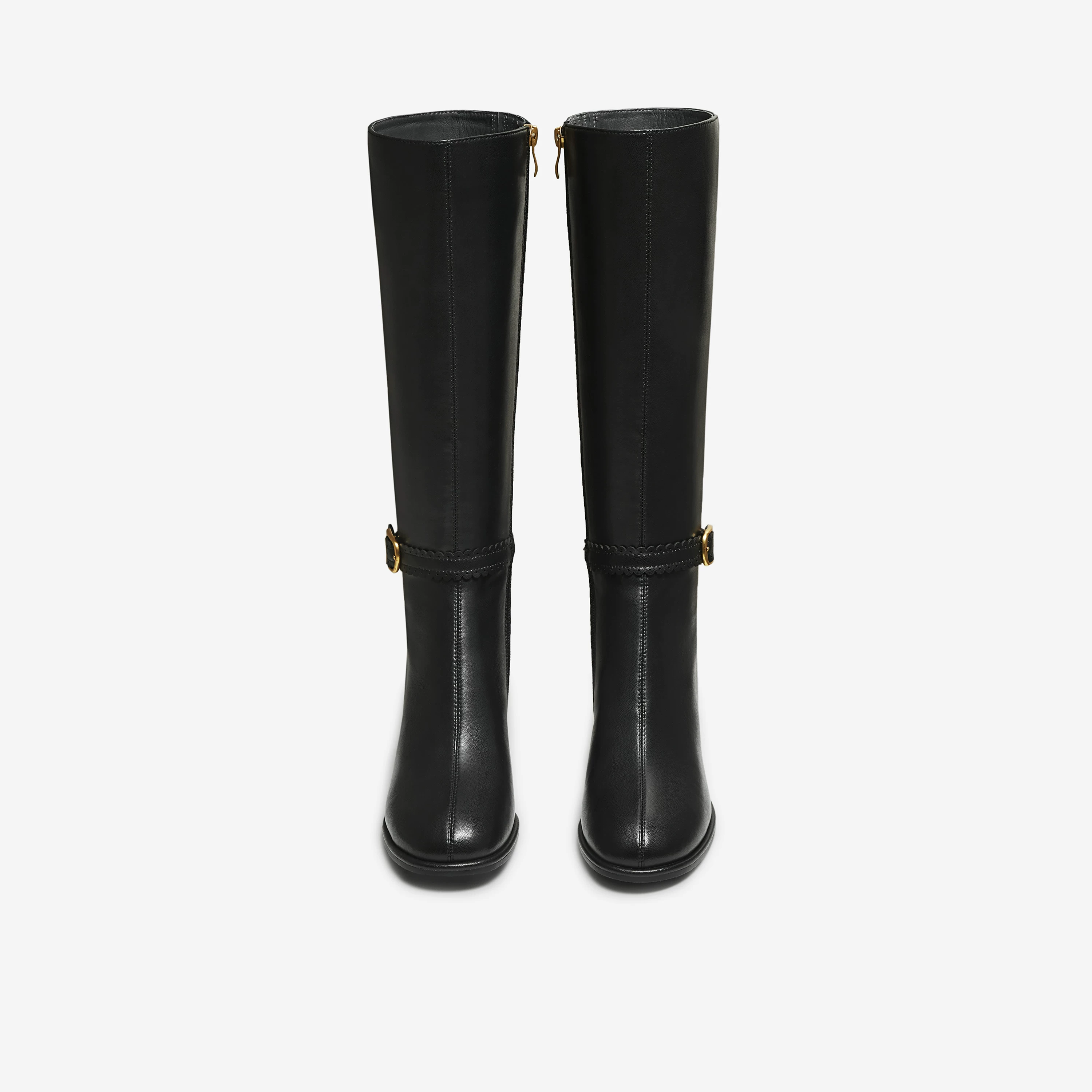 TATA giày bốt của anh ấy 2025 mùa đông đa năng giày bốt dài thời trang giày bốt dài màu đen giày bốt cưỡi ngựa UWS01DG5