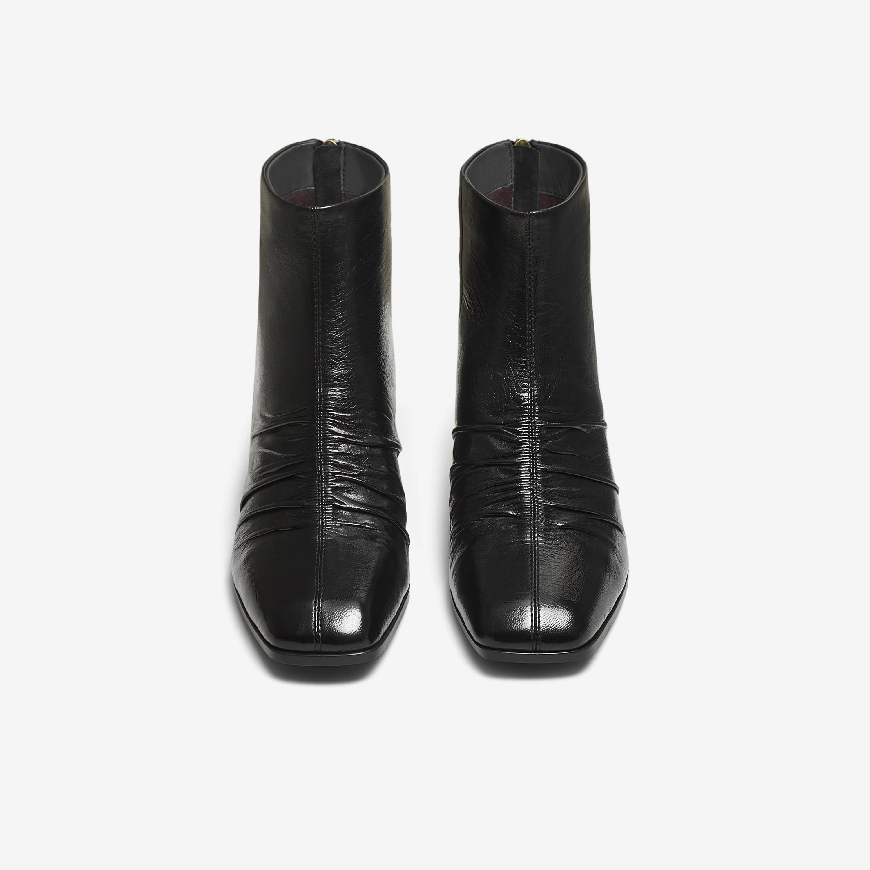 Giày bốt nữ TATA 2025 Giày bốt thời trang Chunky Heel Giày bốt ngắn da cừu Giày cao gót Martin Boots Slim Boots UWK01DD5