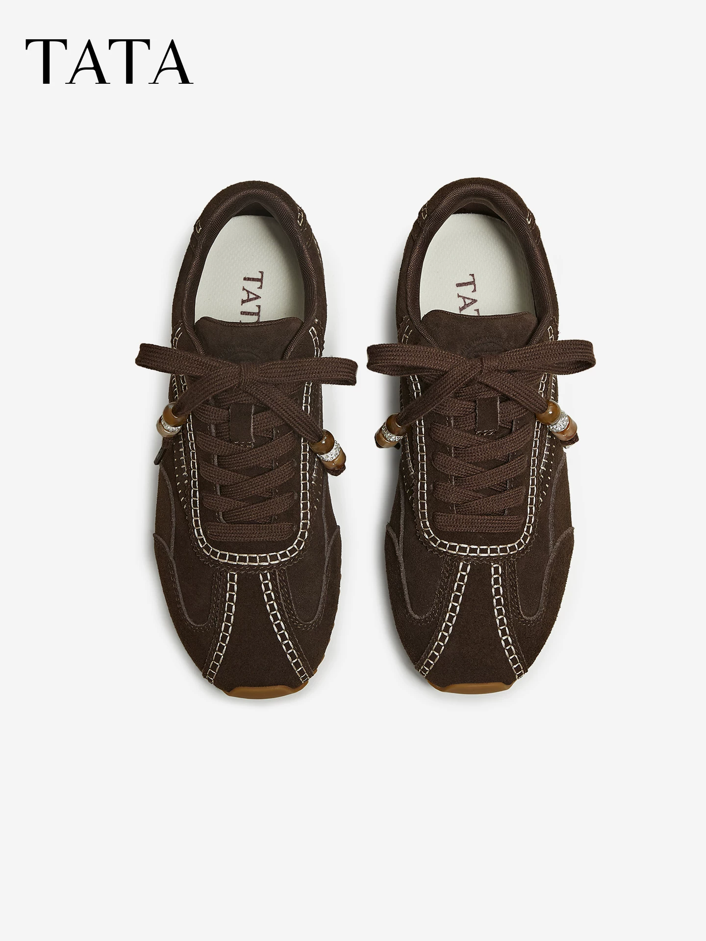 Giày TATA He Ta Dexun 2025 Mùa Đông Mới Đế Dày Forrest Gump Giày Nữ Thoáng Khí Giày Thể Thao Thông Thường GXT01AM6