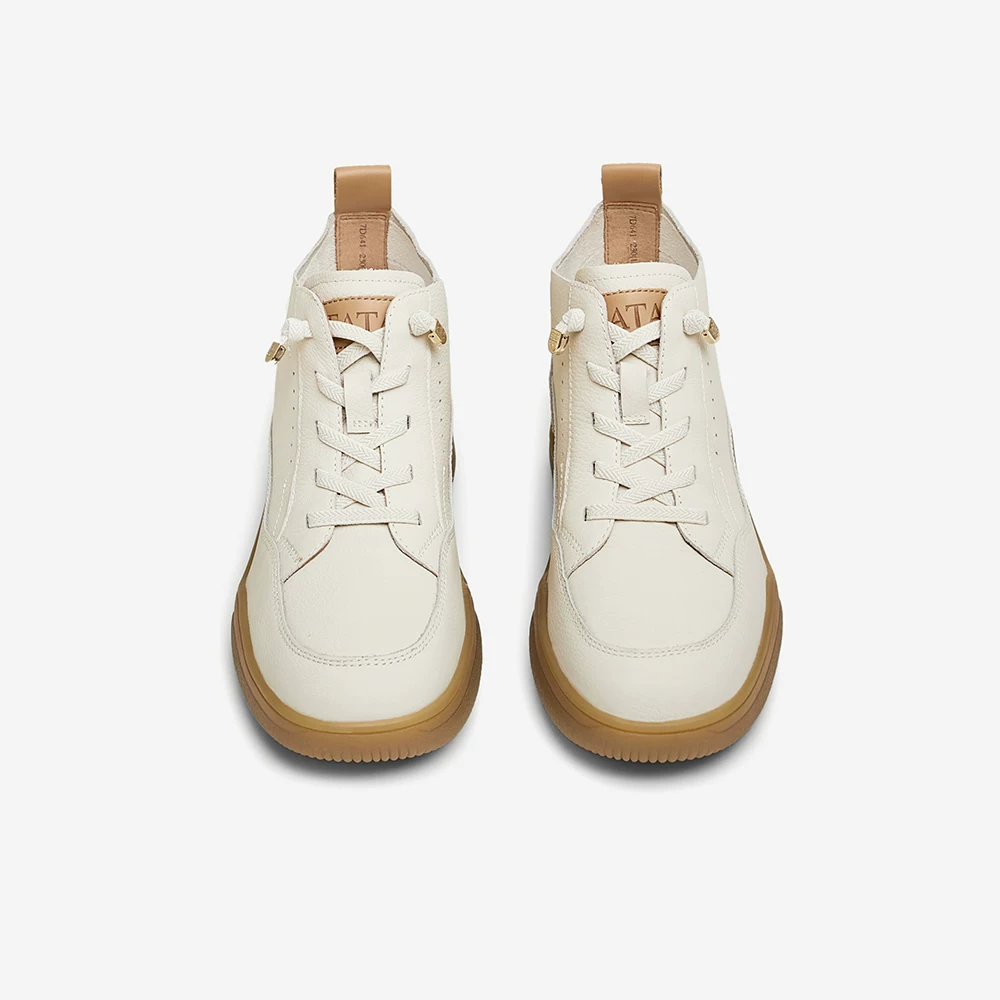 Giày cao cổ nữ phong cách Pháp giản dị TATA, bốt da ngắn đi làm, giày mùa đông mới 7D641DD4