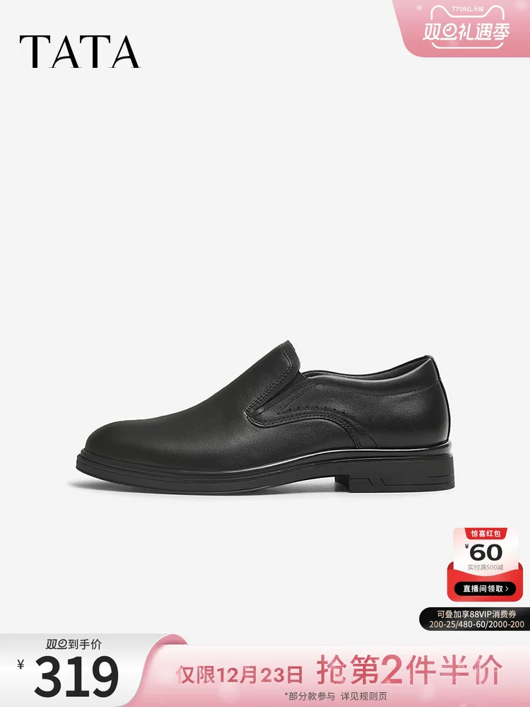 Giày da công sở nam TATA kiểu lười, giày bố da thật, mẫu mới xuân 2025 mã 21039AM5