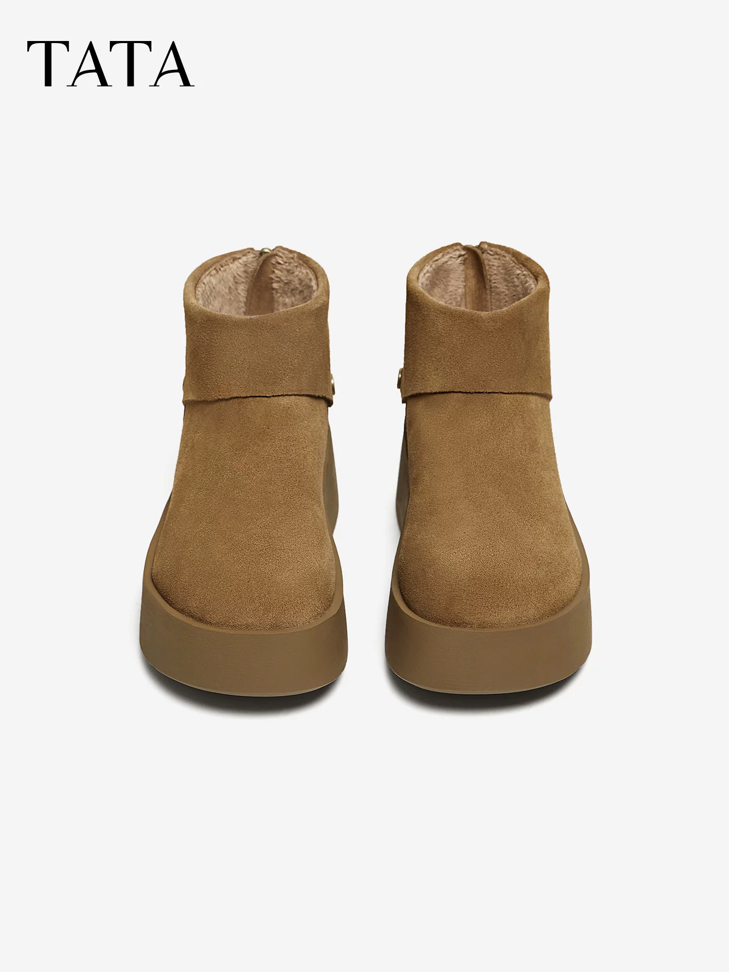 Giày nữ TATA mùa đông cao cấp Birkenstock giày cotton ấm áp giày đi tuyết cộng với giày lông thú sang trọng CMC01DD5