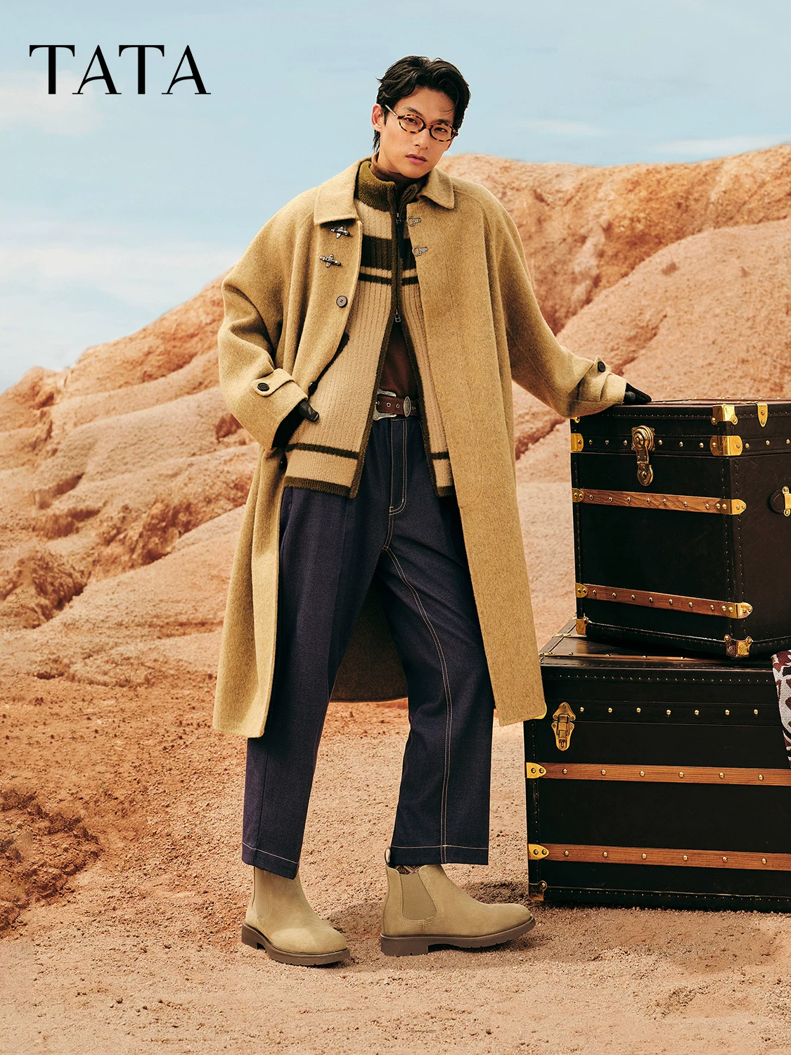 Giày Chelsea nam TATA mùa đông 2025, kiểu Anh, đa năng, cổ thấp, mã VQB01DD5