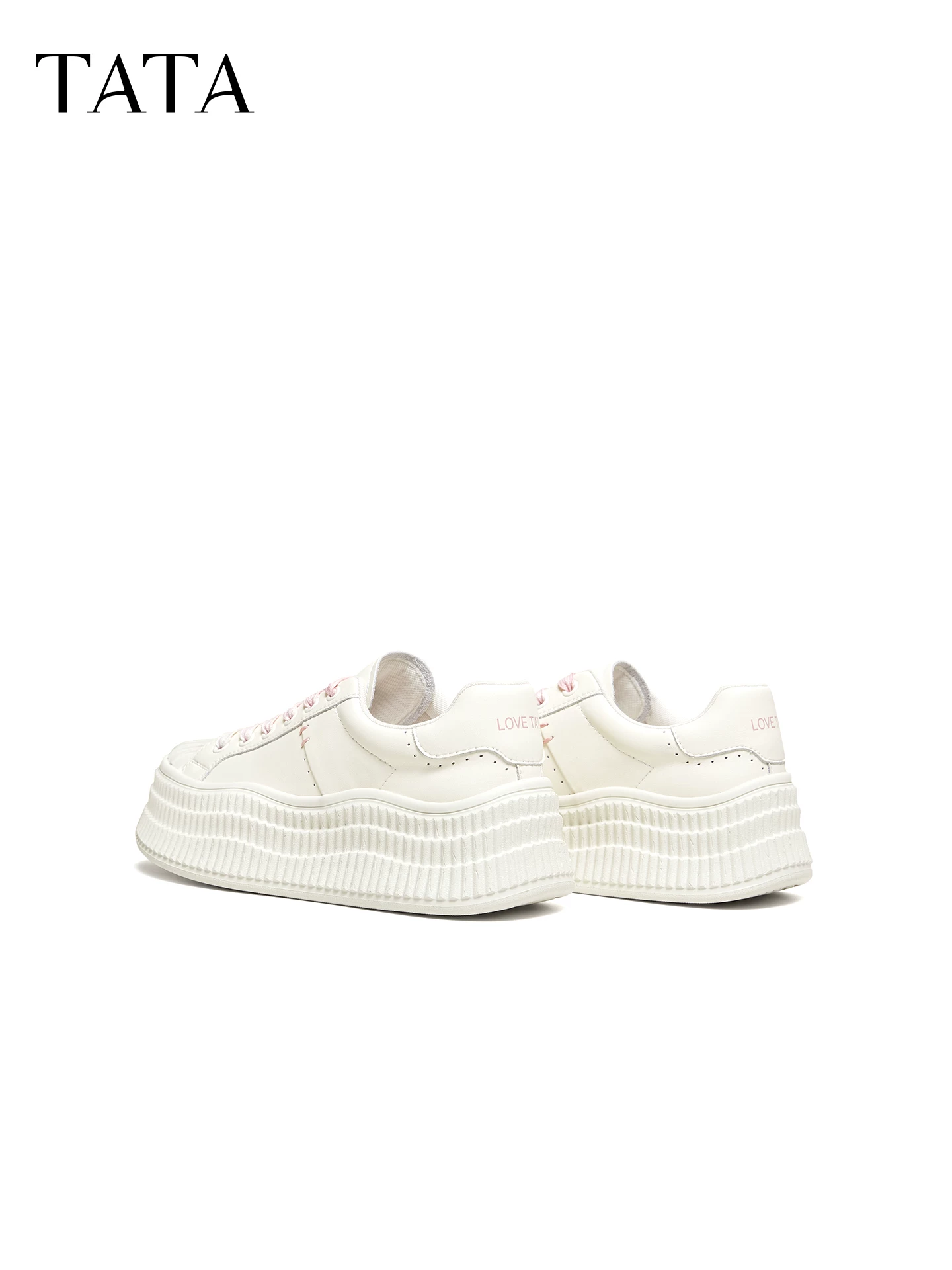 Giày Nữ TATA 2026 Mùa Xuân Mới Đế Dày Màu Trắng Giày Thường Đa Năng Tăng Chiều Cao Giày Thể Thao GNG04AM6