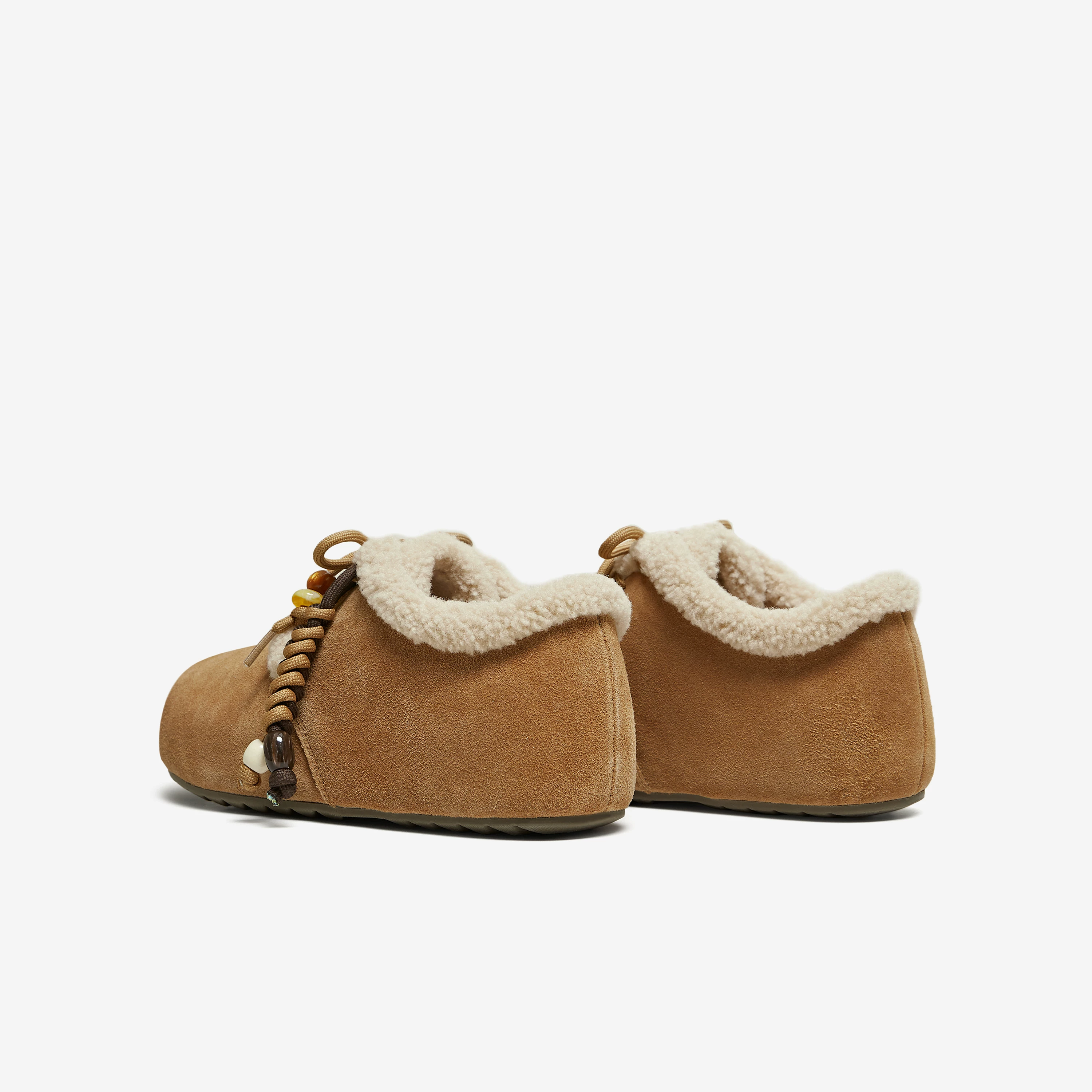 Giày Nữ TATA 2025 Mùa Đông Mới Giày Cotton Đa Năng Giày Lông Thú Sang Trọng Ấm Áp Giày Birkenstock Y2W01DM5