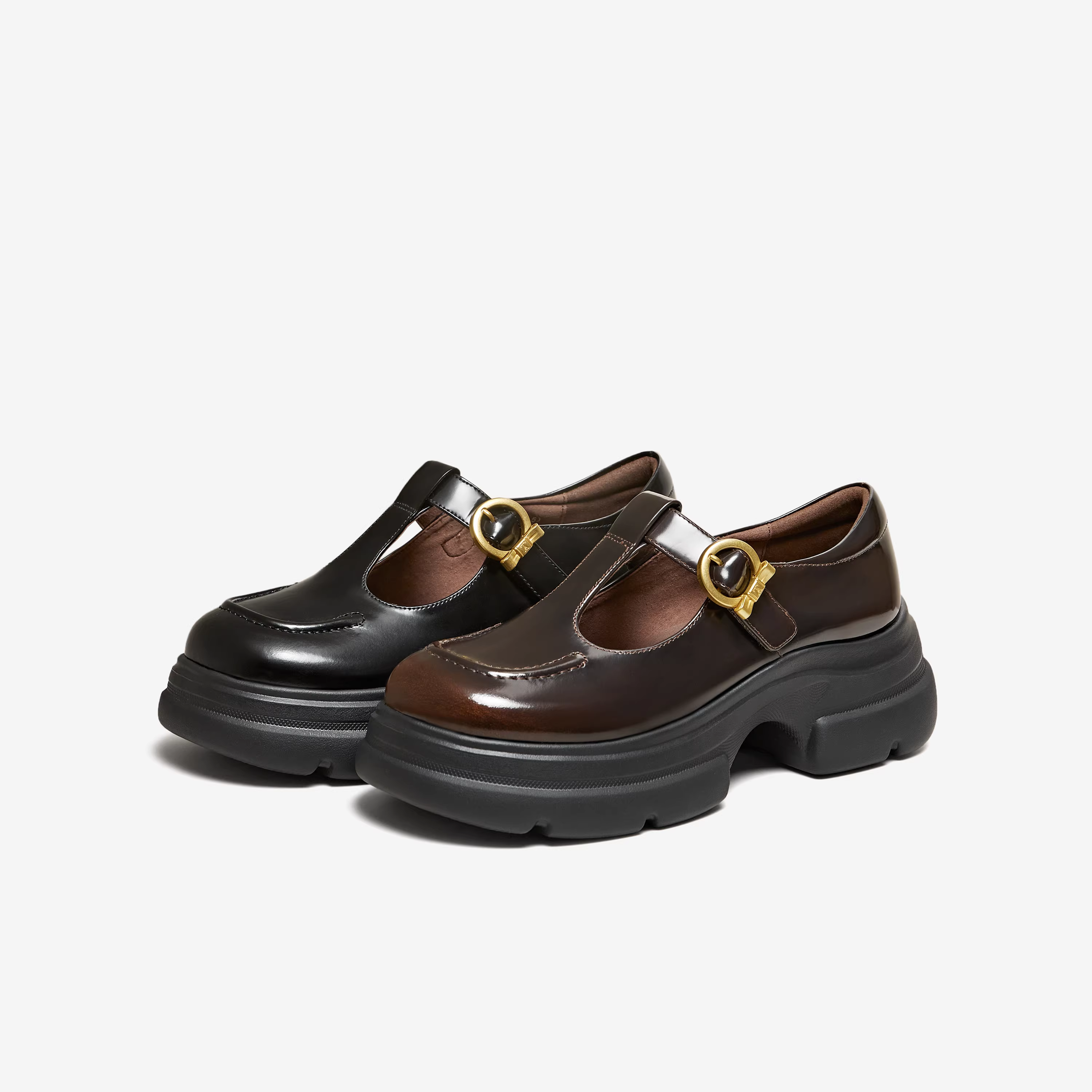 Giày Nữ TATA 2026 Mùa Xuân Da Thật Chính Hãng Da Nông Giày Đơn Đa Năng Màu Đen Mary Jane Giày 7OLA3AA6