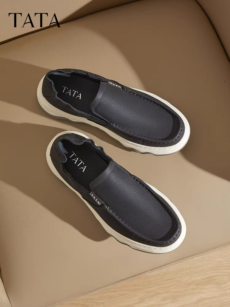 Giày lười nam TATA, giày da công sở thường ngày, giày bố da thật, mẫu mới xuân 2025 OER01AM5
