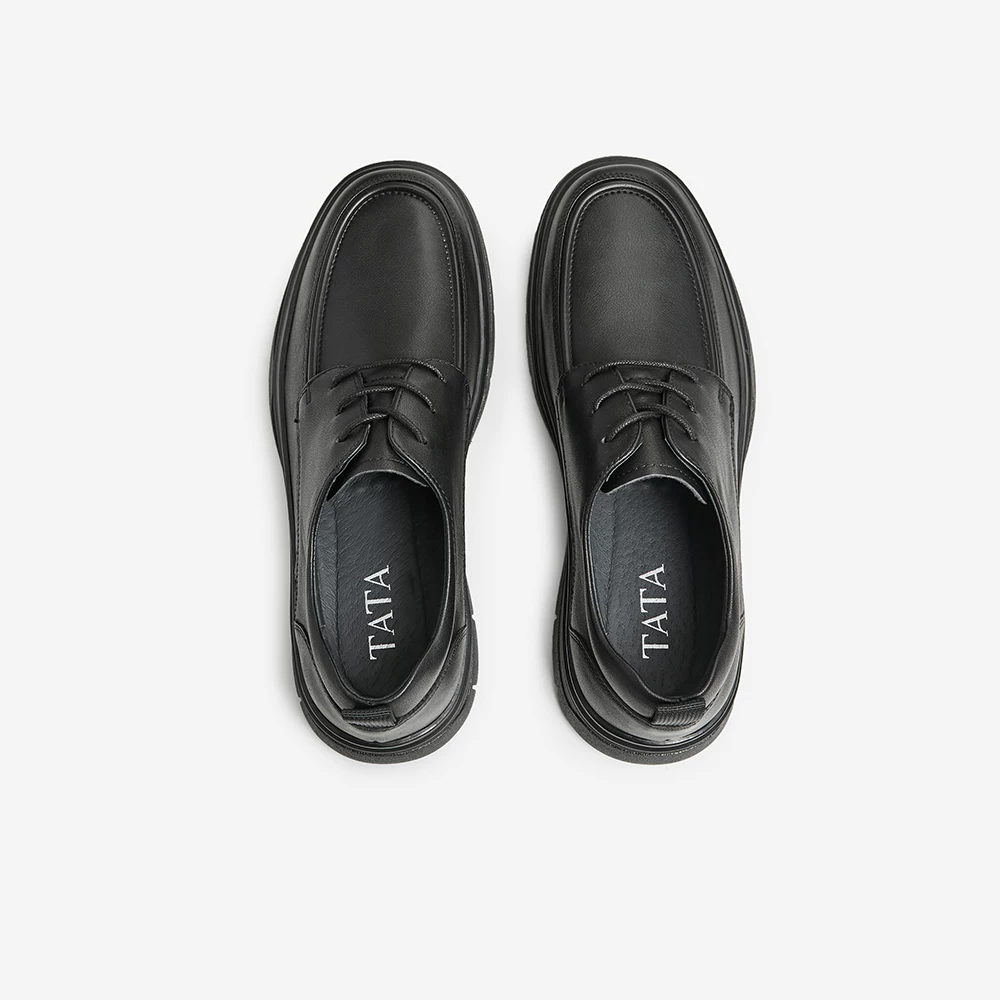 Giày da nam tăng chiều cao TATA, giày công sở đế mềm màu đen, giày bố, mẫu mới mùa đông 2024 71R26DM4