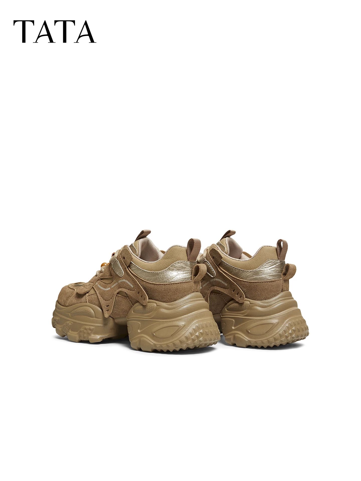 Giày Nữ TATA 2026 Mùa Xuân Mới Giày Thể Thao Thông Thường Đa Năng Đế Dày Tăng Chiều Cao Giày Bố 5OG29AM6