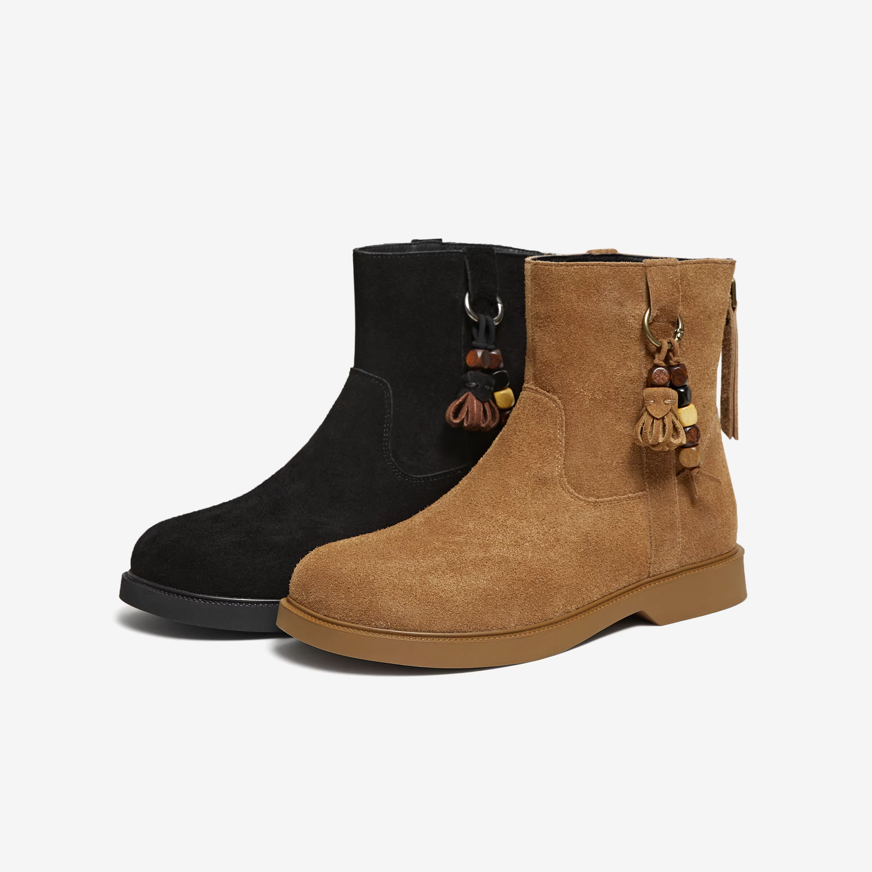 Giày Bốt Nữ TATA 2025 Mùa Đông Mới Giày Bốt Thời Trang Chunky Gót Đen Giày Bốt Thông Thường Giày Bốt Phương Tây JYB01DD5