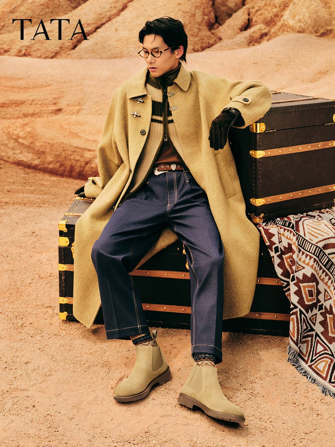 Giày Chelsea nam TATA mùa đông 2025, kiểu Anh, đa năng, cổ thấp, mã VQB01DD5