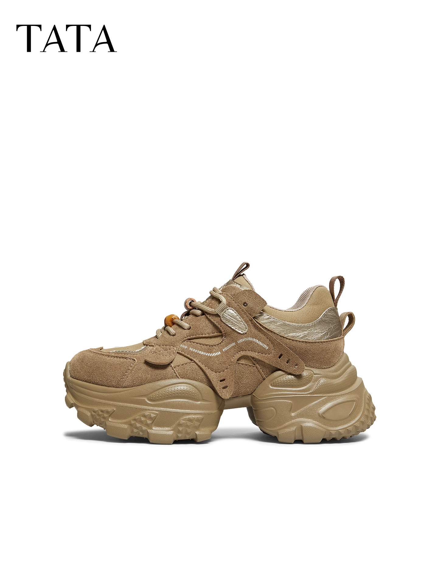 Giày Nữ TATA 2026 Mùa Xuân Mới Giày Thể Thao Thông Thường Đa Năng Đế Dày Tăng Chiều Cao Giày Bố 5OG29AM6