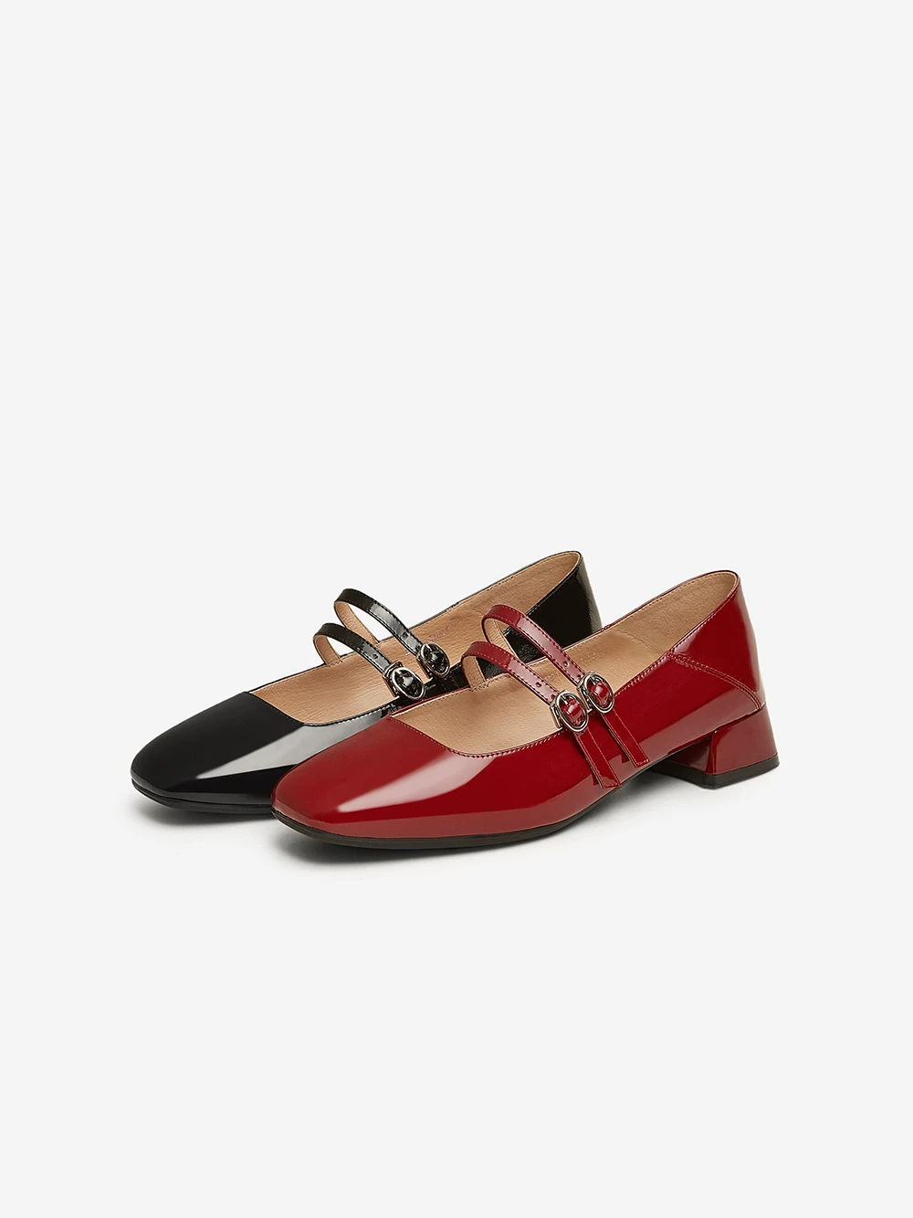 TATA đỏ Mary Jane giày nữ giày gót nhọn nhỏ giày da mùa xuân mới giày da thật XMP01AQ5