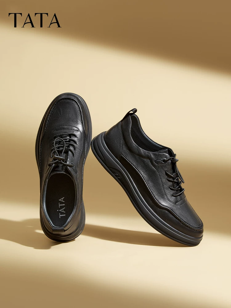 Giày da công sở thông thường phong cách Anh TATA dành cho nam, đế mềm thoải mái, giày bố mới mùa đông mẫu VXQ01CM5