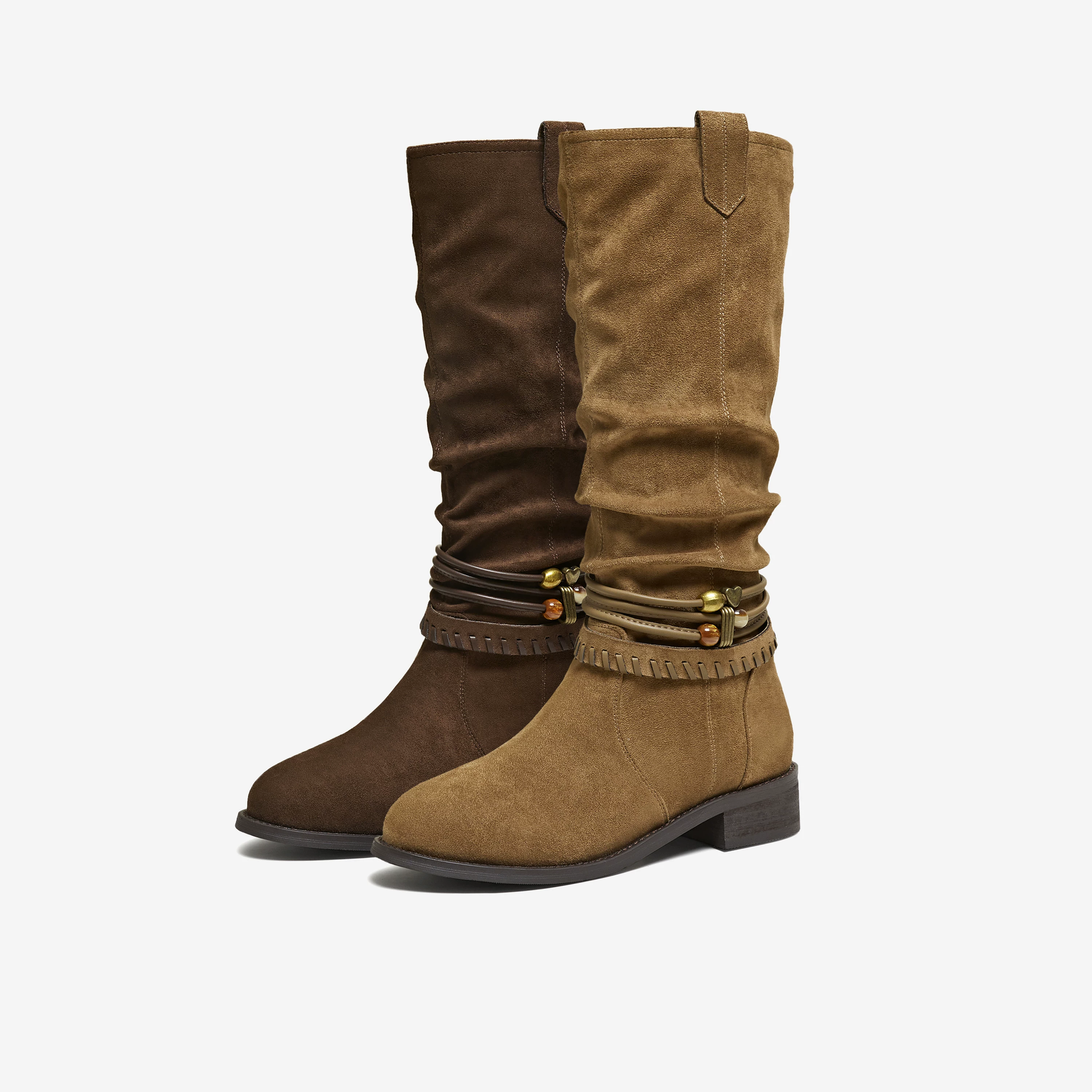 Giày bốt dài nữ TATA 2025 Giày bốt phương Tây mới mùa đông Giày bốt thời trang đa năng Giày bốt đi ngoài trời CKU01DG5