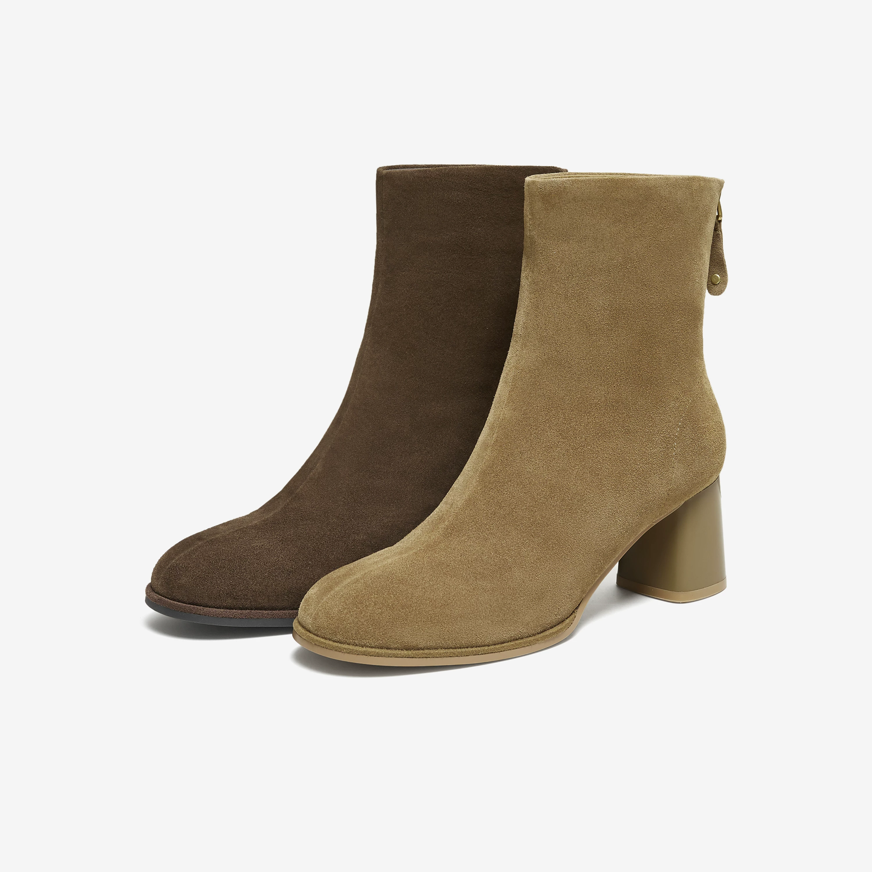 Giày Bốt Nữ TATA 2025 Giày Bốt Thời Trang Mùa Đông Giày Bốt Da Cừu Ngắn Giày Bốt Cao Gót Giày Bốt Mỏng UWS02DD5