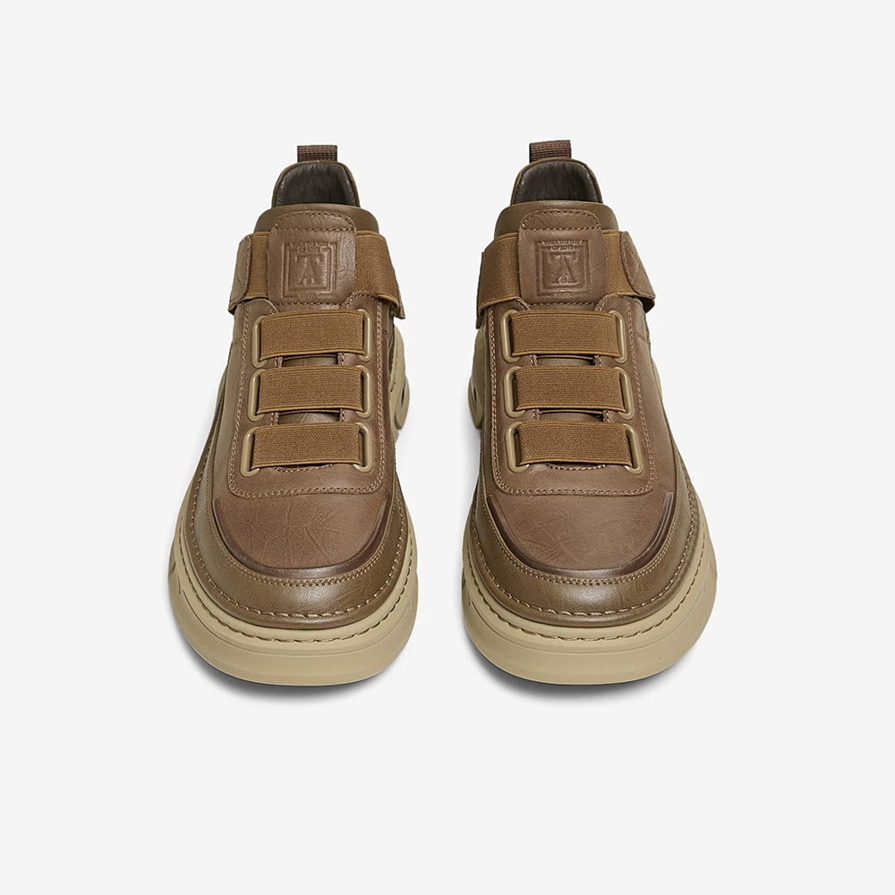 TATA Giày bốt Martin da thật đế dày Giày bốt nam có lông cừu màu nâu Giày bốt công sở kiểu Anh Giày bốt ngắn mùa đông VKR01DM4