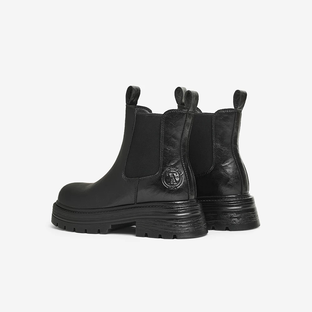 TATA Giày Chelsea Boots đế dày của Anh Giày bốt nữ hình trụ Giày bốt ngắn Giày mùa đông mới CYQ01DD4