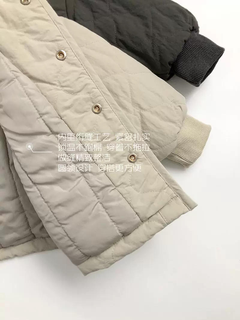 Phong cách retro Nhật Bản~phong cách nghệ thuật đơn giản~phiên bản Hàn Quốc áo khoác chần bông mùa thu đông cho trẻ em họa tiết chần bông sành điệu áo khoác trẻ em unisex loại A