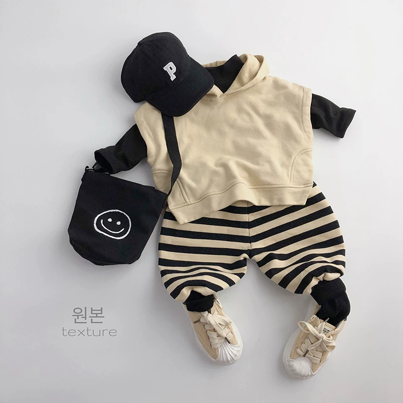 Bộ sưu tập cá nhân của chủ cửa hàng~phong cách đường phố~bộ đồ phong cách Hàn Quốc mùa thu đông dành cho trẻ em, áo hoodie và quần thời trang cho bé trai và bé gái, áo lót trong