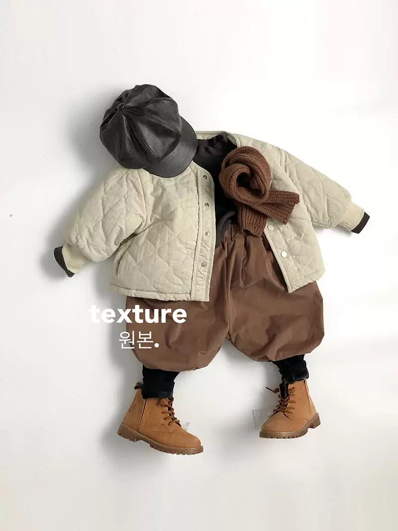 Phong cách retro Nhật Bản~phong cách nghệ thuật đơn giản~phiên bản Hàn Quốc áo khoác chần bông mùa thu đông cho trẻ em họa tiết chần bông sành điệu áo khoác trẻ em unisex loại A
