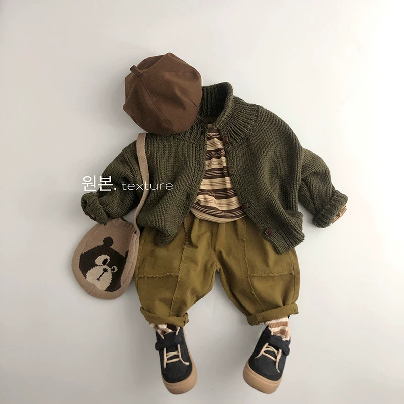 Phong cách hợp thời trang~ Thiết kế hoa văn xù xì~ Quần cà rốt trẻ em phong cách Hàn Quốc mùa xuân thu, quần unisex thời trang sành điệu với cá tính độc đáo, phong cách harem.