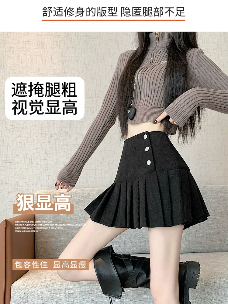 Váy nhung kẻ màu nâu cho nữ, váy nhung kẻ mùa thu đông, váy xếp ly, váy jk, váy nửa thân, váy ngắn gợi cảm hot girl