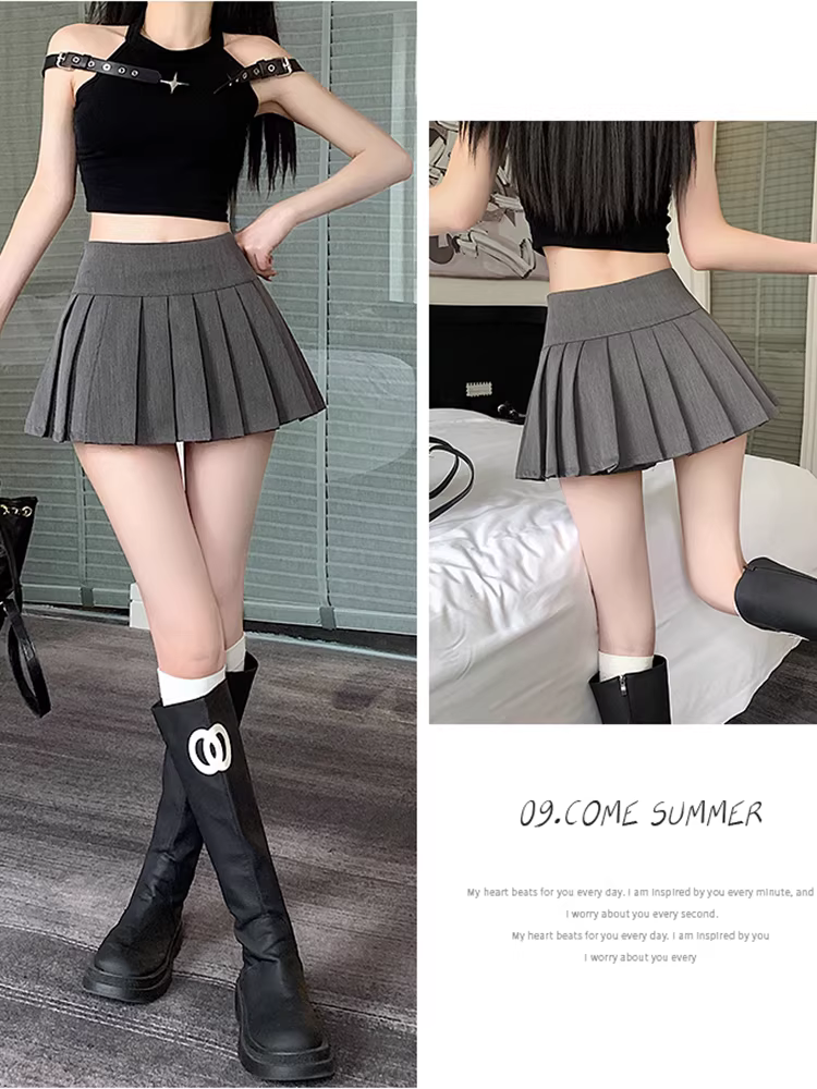 Váy xếp ly, váy JK phong cách thuần khiết và gợi cảm mùa xuân hè dành cho nữ, váy nửa thân có xẻ, váy quần hai trong một, váy siêu ngắn.