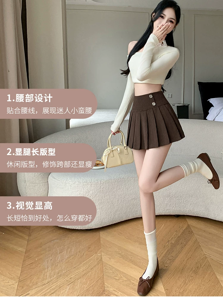Váy nhung kẻ màu nâu cho nữ, váy nhung kẻ xếp ly mùa thu đông, váy rất đẹp, váy mini cạp cao gợi cảm