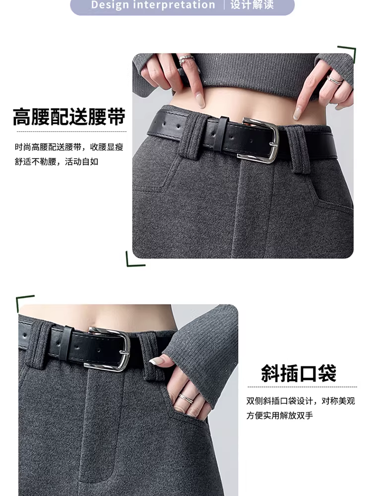 Quần short len màu xám dành cho nữ, áo khoác ngoài mùa thu đông, quần len nữ cạp cao mới năm 2025, quần short kiểu boot để phối với giày bốt.