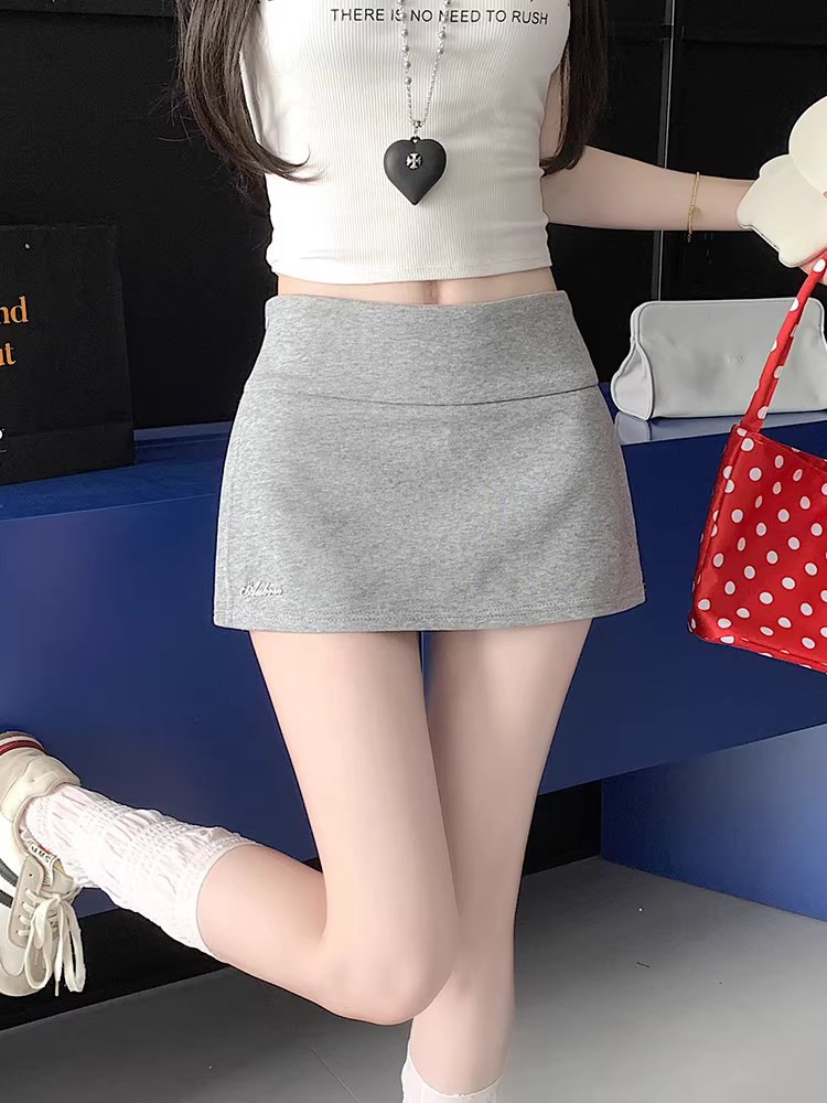 Quần short màu xám quần váy thể thao mùa hè dành cho nữ quần váy xẻ tà hai trong một quần tập yoga quần tập thể dục hot girl quần siêu ngắn nóng bỏng