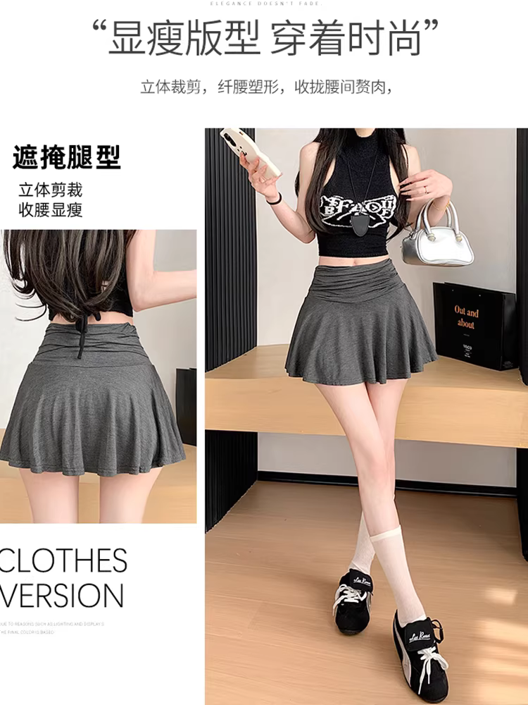 Váy kiểu dáng thời trang dành cho nữ, váy quần thể thao màu xám mùa hè, váy ngắn tập thể dục khiêu vũ nhiều lớp, váy chữ A, váy ô dù thời thượng.