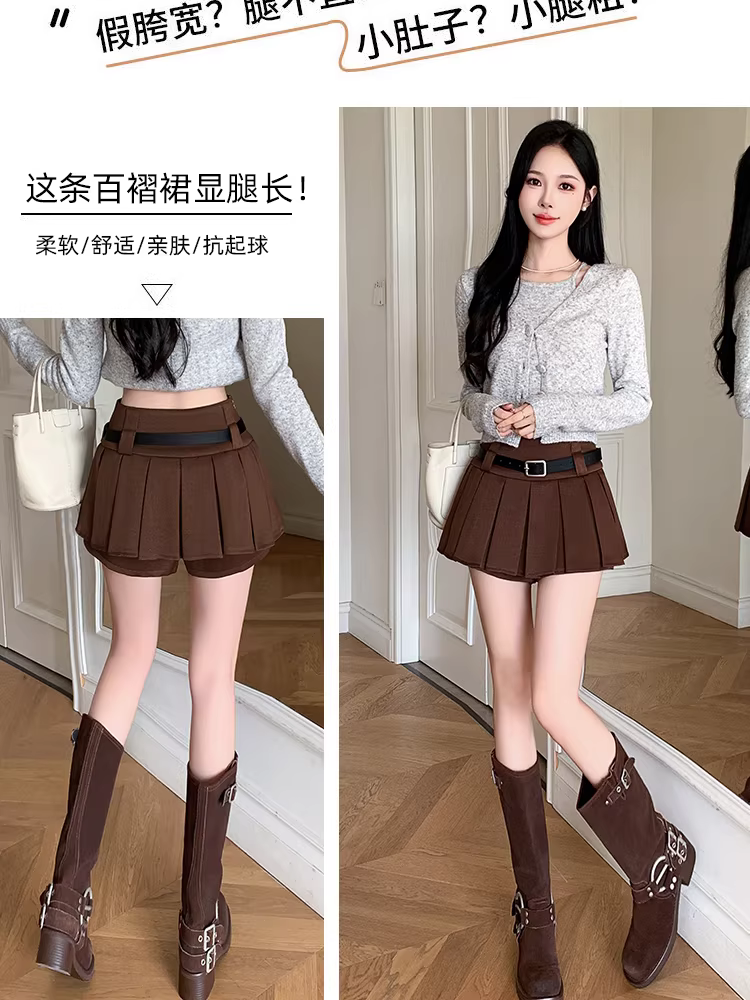 Váy xếp ly màu cà phê, váy jk xuân thu nữ, váy rất đẹp, váy mini cạp cao gợi cảm