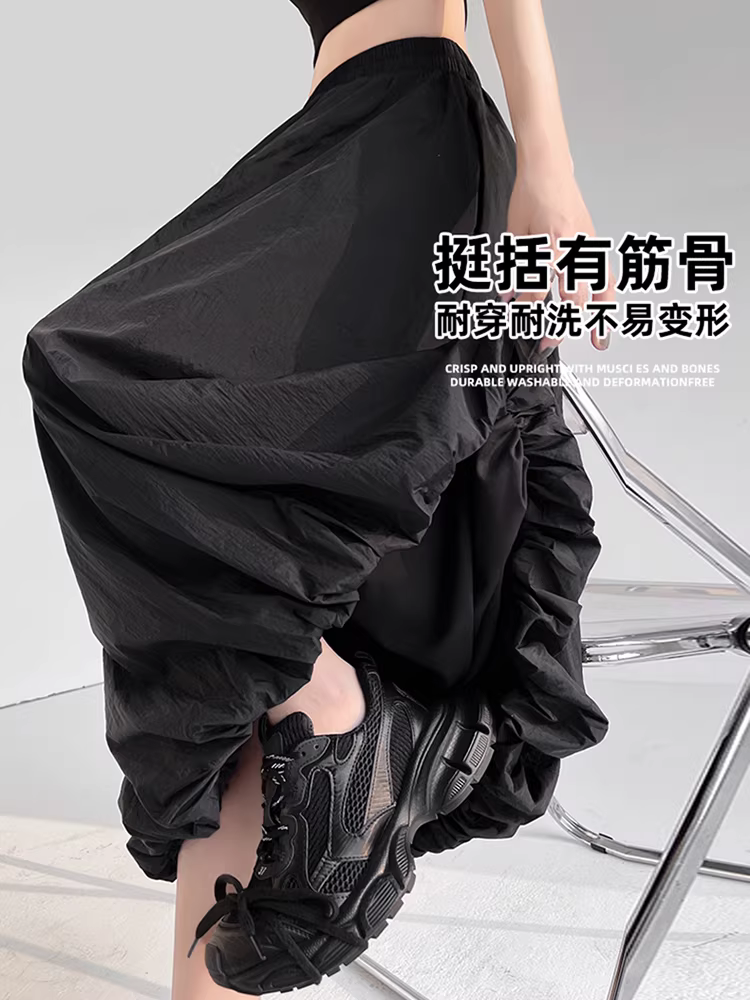 Váy đèn lồng trắng, váy hoa dài ngang đùi dành cho nữ mùa xuân hè, váy xòe chữ A cạp cao, váy dài.