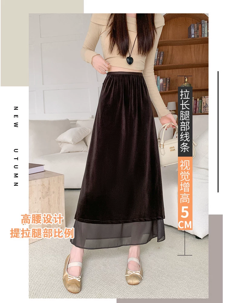 Váy midi nhung nữ, thu đông, váy nhung xẻ tà dài ngang đùi, váy dài lưng cao rất đẹp.
