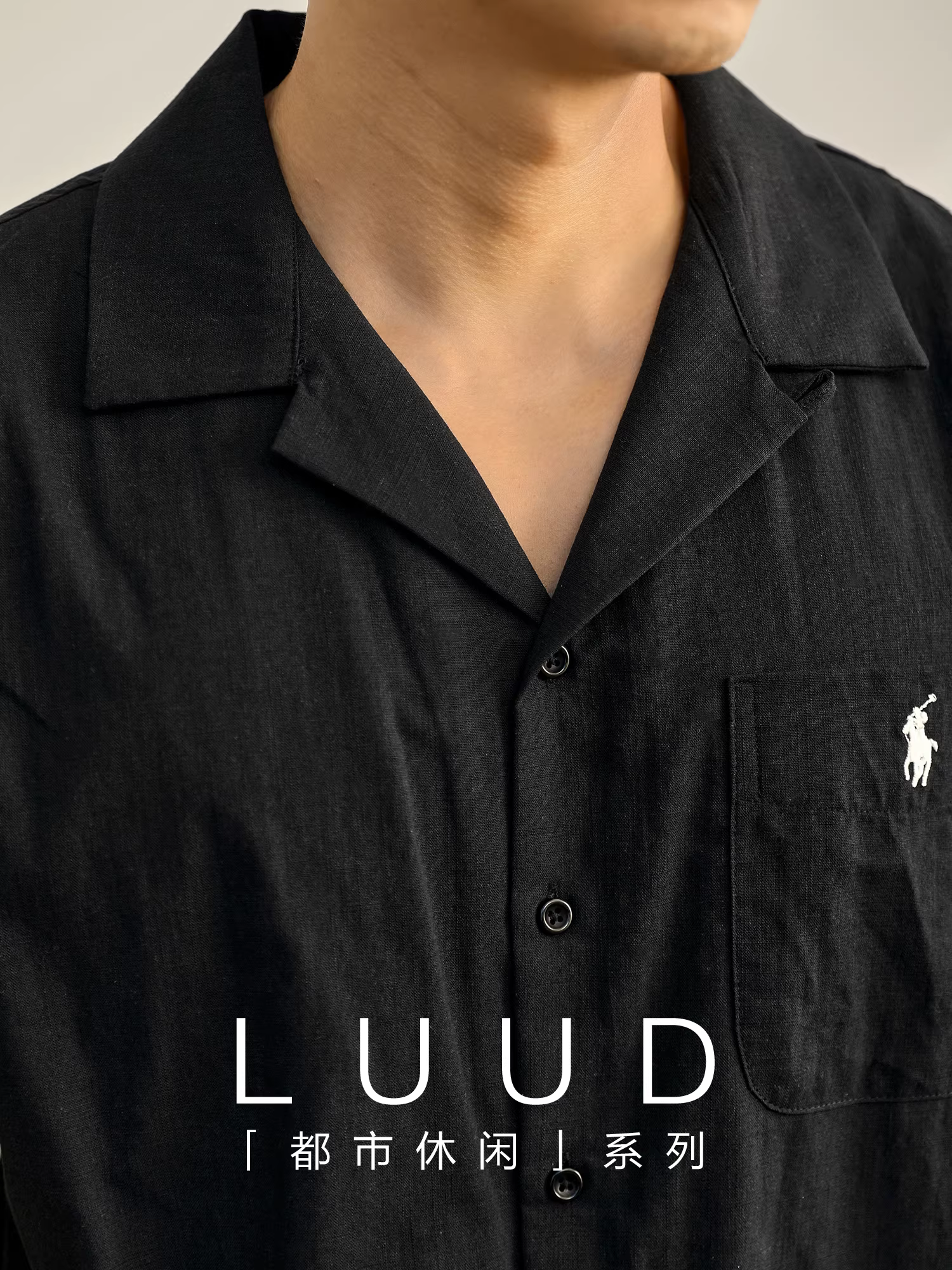 Áo sơ mi ngắn tay cổ Cuba sang trọng kiểu Nhật LUUD dành cho nam, áo sơ mi cotton 100% nguyên chất, dáng rộng, phong cách mùa hè