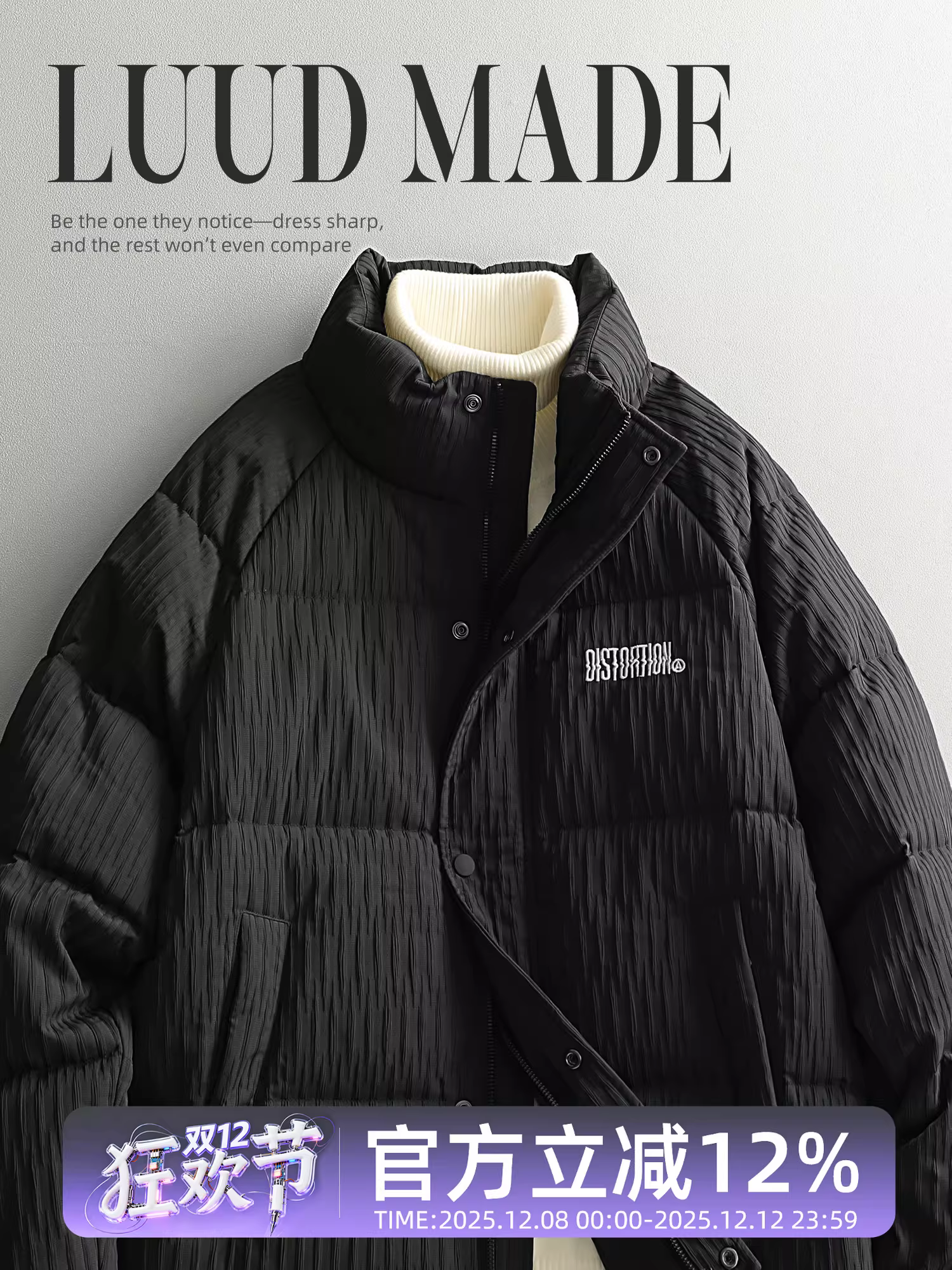 Ưu đãi đặc biệt: Áo khoác nam cổ đứng thời trang, thiết kế họa tiết xếp ly, thêu lưng đẹp, chống lạnh và ấm áp, hợp xu hướng.