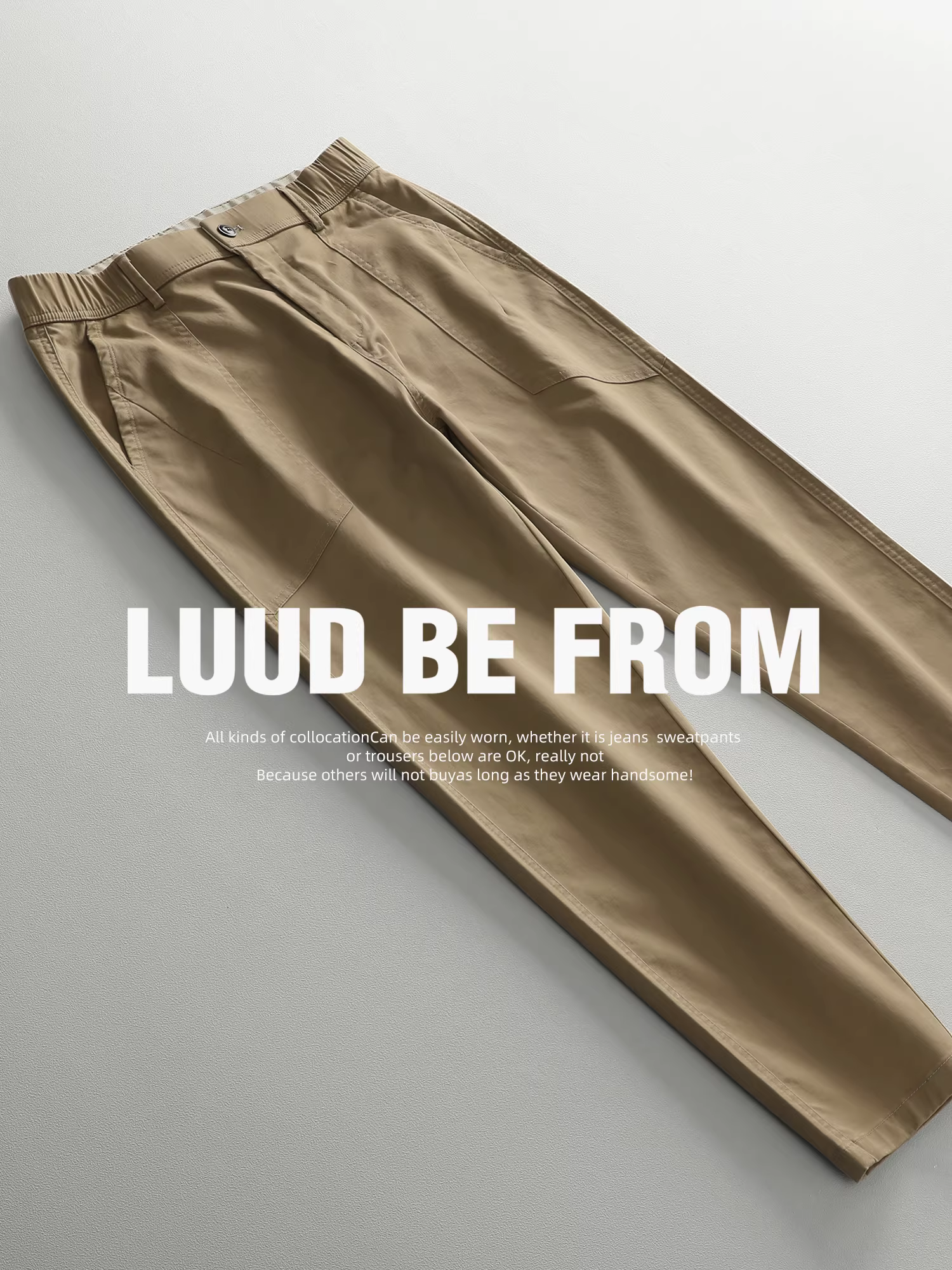 LUUD Nam Đơn Giản Phong Cách Nhật Bản Màu Đen Cơ Bản Quần Âu Xuân/Hè Mới Cotton Co Giãn Quần Ống Suông